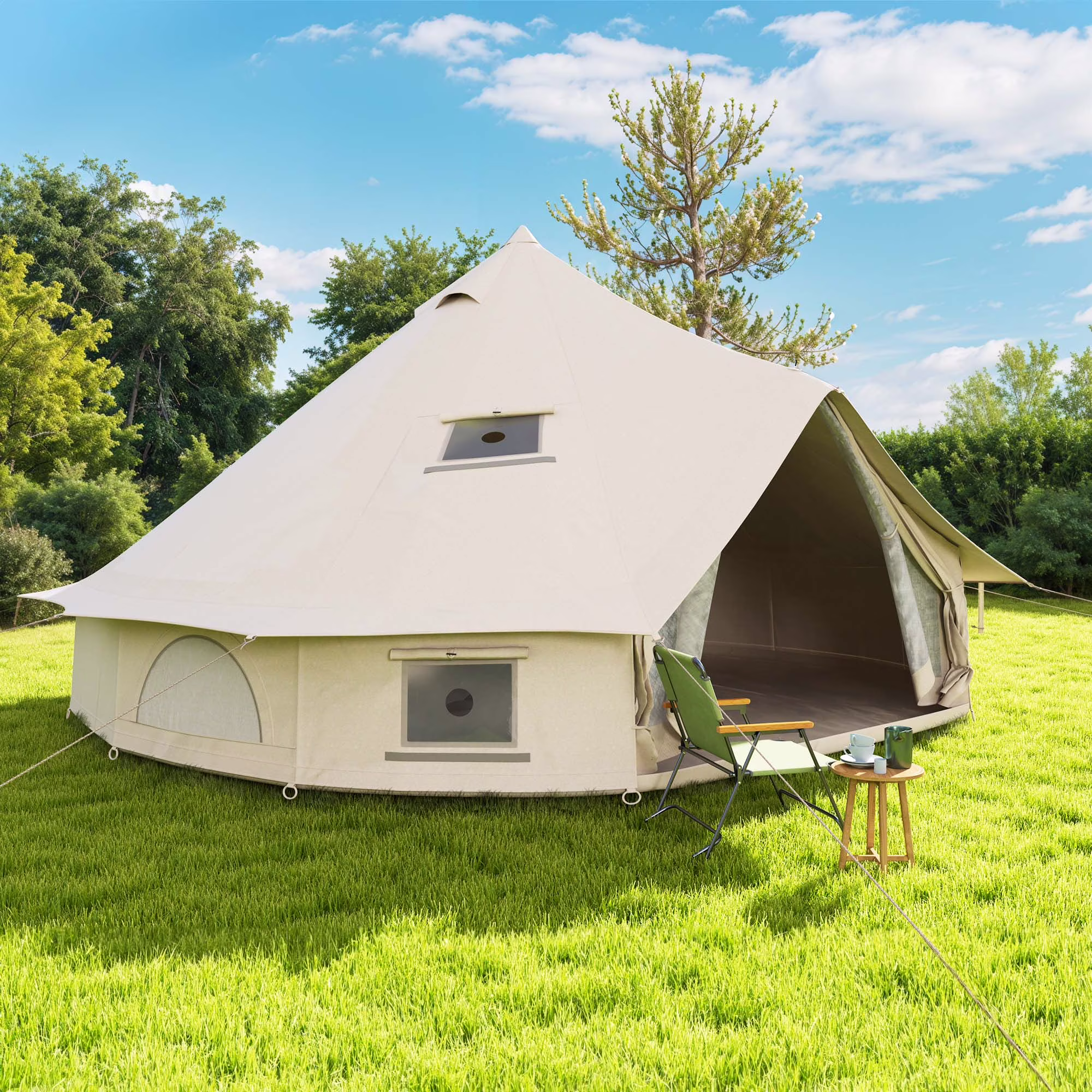 Dextrus Camping Tent with Stove Jacks & Windows for Outdoor Family Party, Camping, Picnic, Barbecue - Image 3