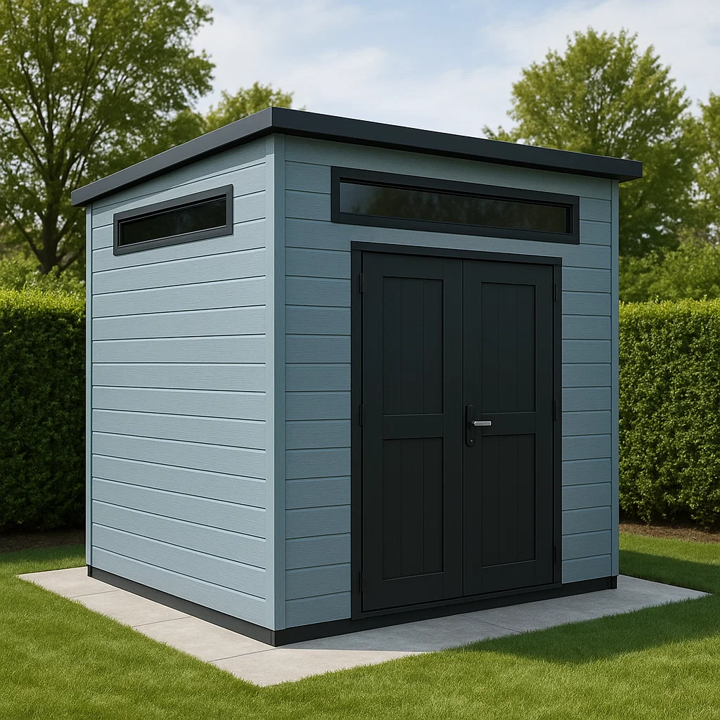 Caseta de jardín Caseta Gris Azul Resina Exterior 180 x 170 x 200 cm GDPOSLQ207mZ