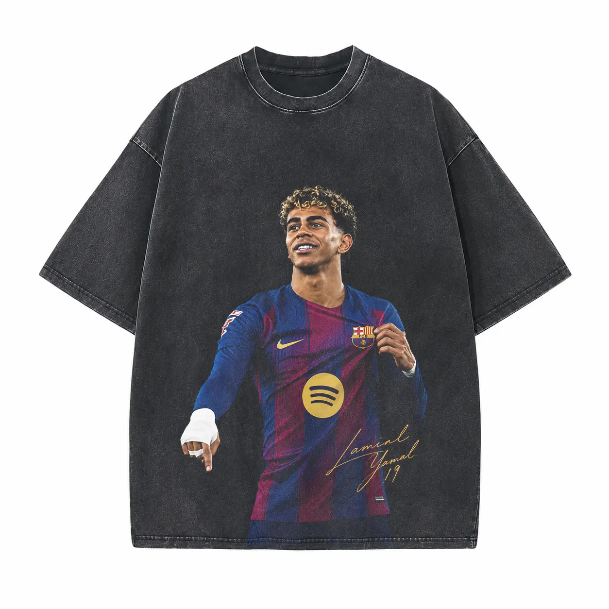 Football  Player Competition Illustration Printed Unisex Washed T-Shirt
