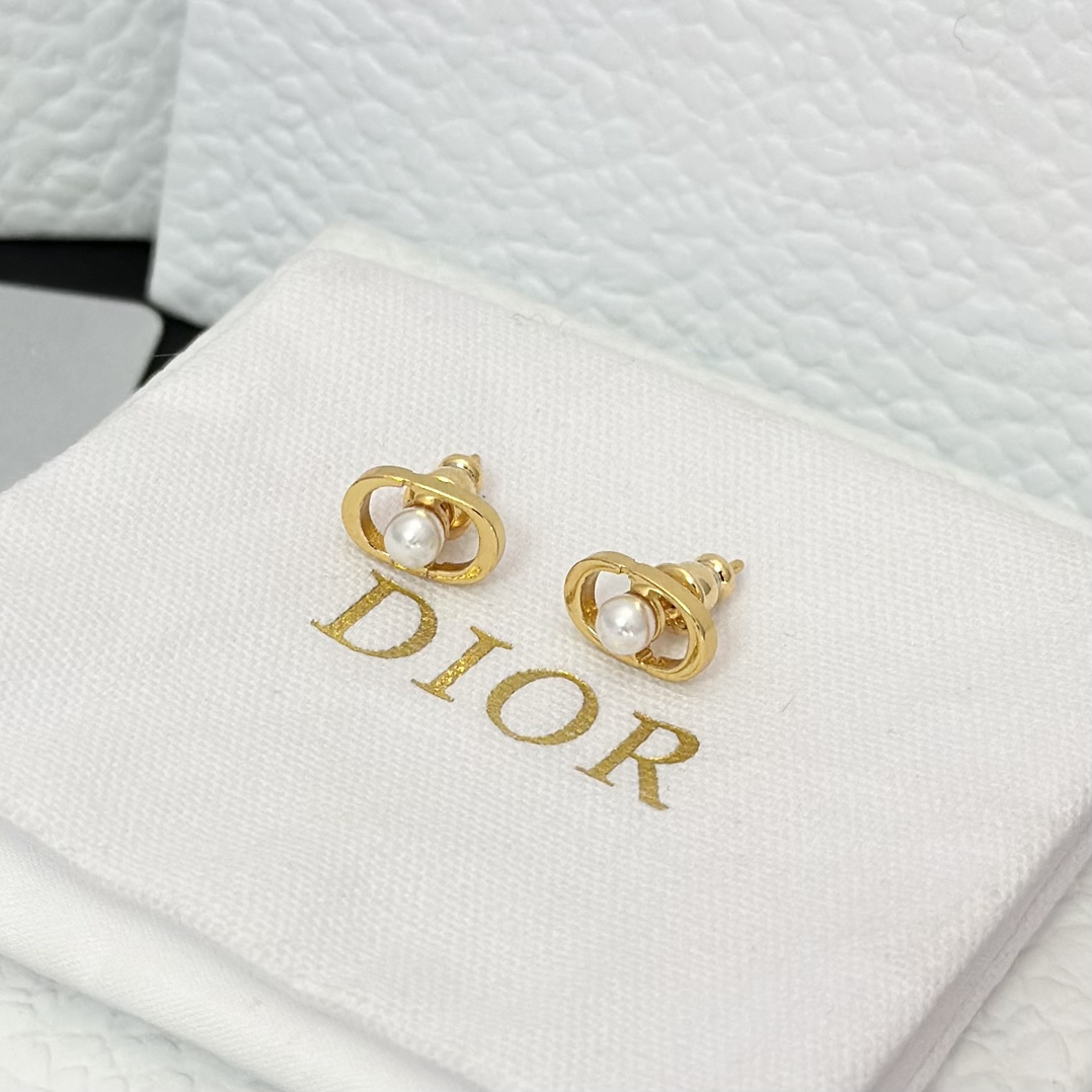 Dior Pearl Paved CD Stud Earrings - Original Replica Club