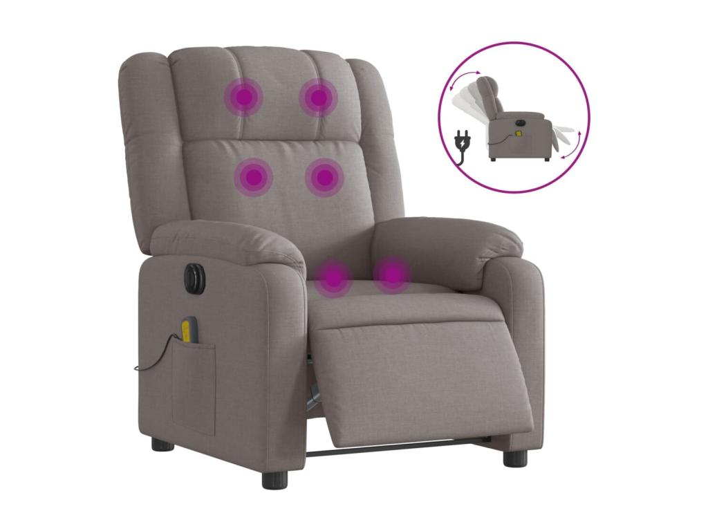 Sillón reclinable de masaje eléctrico tela gris taupe
