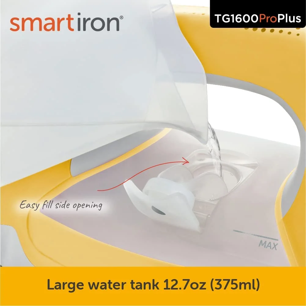Oliso TG1600 Pro Plus 1800 Watt SmartIron with Auto Lift - for Clothes, Sewing, Quilting and Crafting Ironing | Diamond Ceramic-Flow Soleplate Steam Iron, Yellow - Image 6