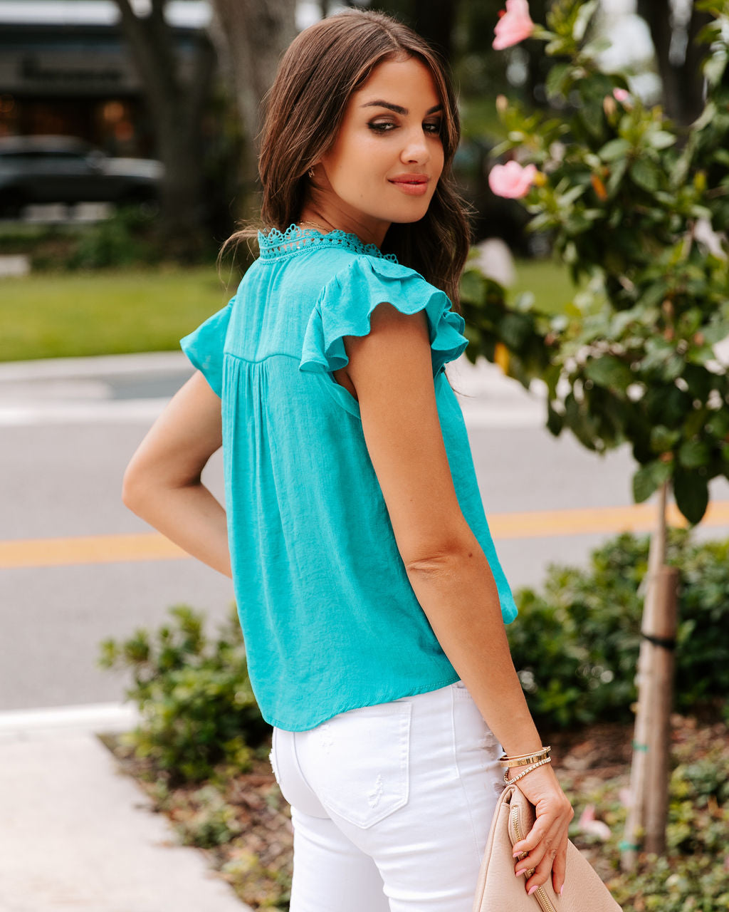 Levine Embroidered Babydoll Top - Light Teal - FINAL SALE - Se7enfashion