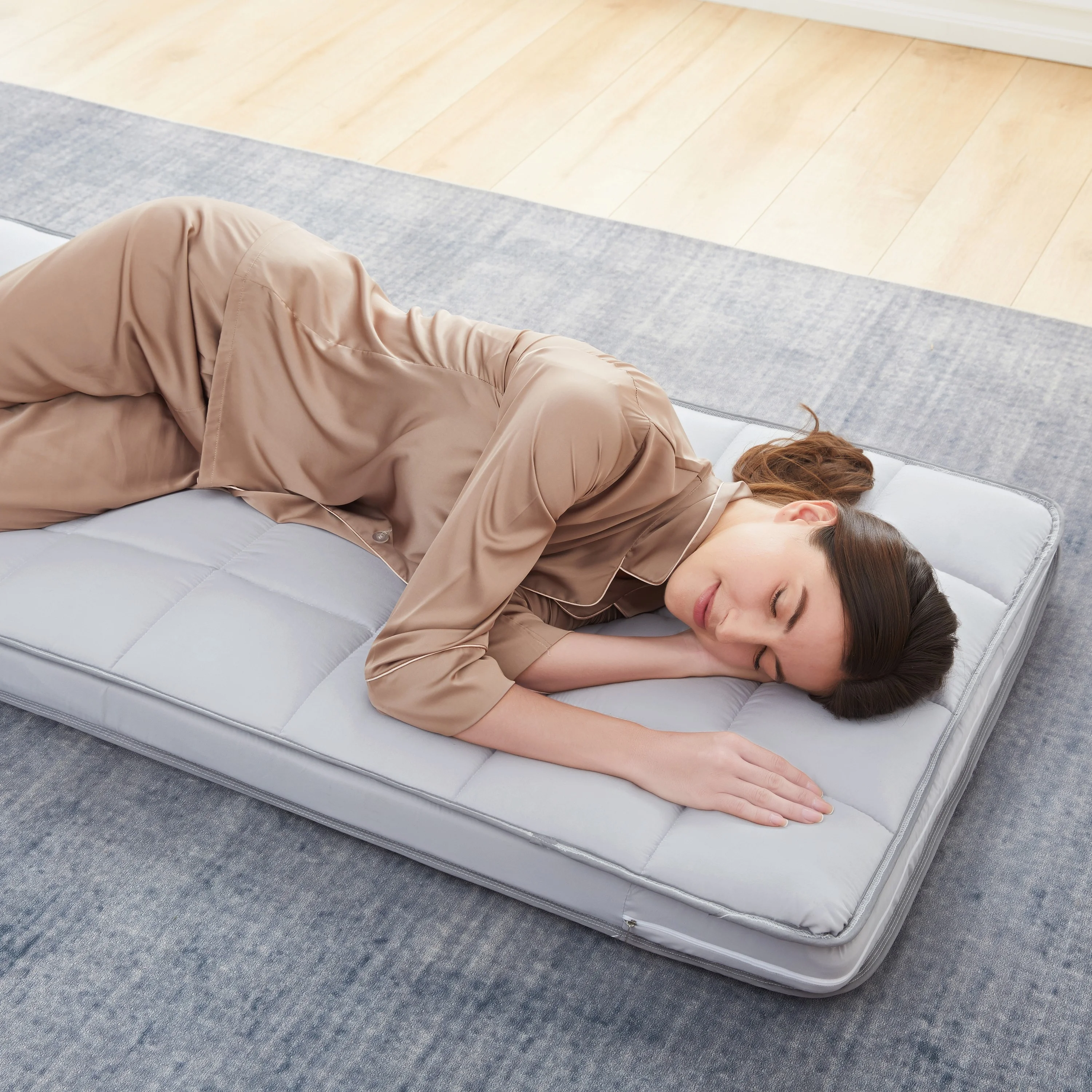 Jamdok 4Inch Floor Mattress,3-Layer Structure,Narrow Twin Size Gel Memory Foam,Removable Pillow Top Cover,Roll up Cot Mattress Topper,Portable Sleep Mat(75X30X4-) - Image 8