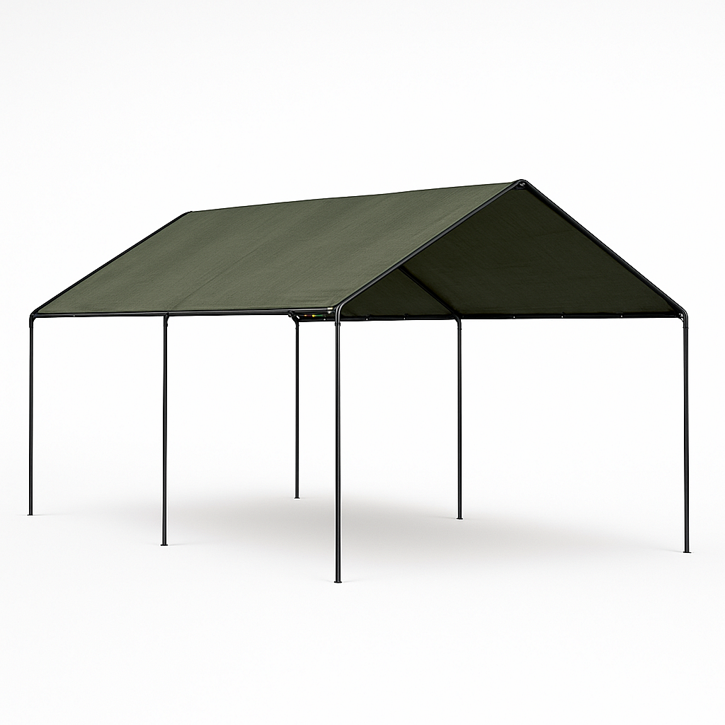 Garaje de Estacionamiento, Carport con estructura metálica, color verde