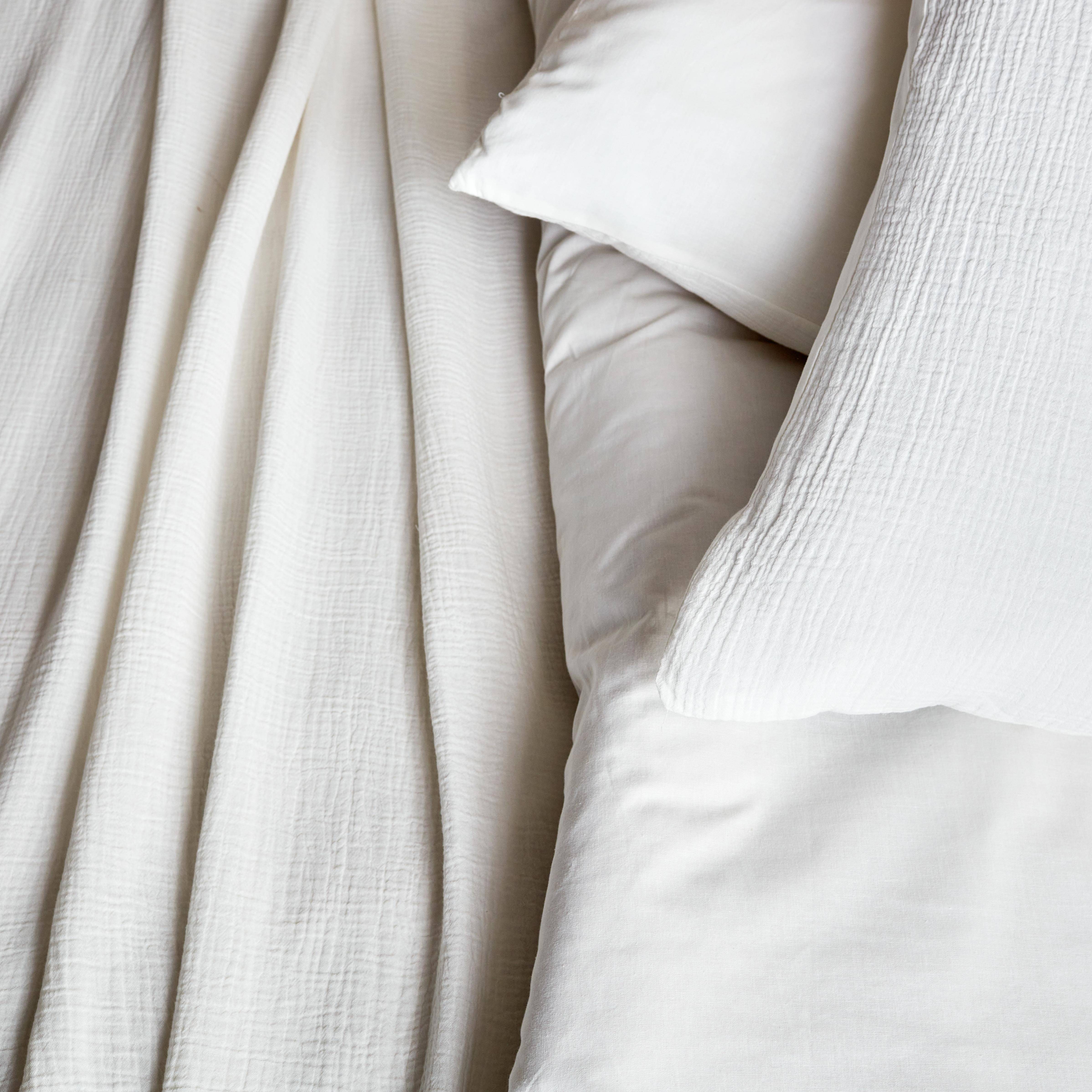 Alix - Ropa de cama de gasa y algodón blanco