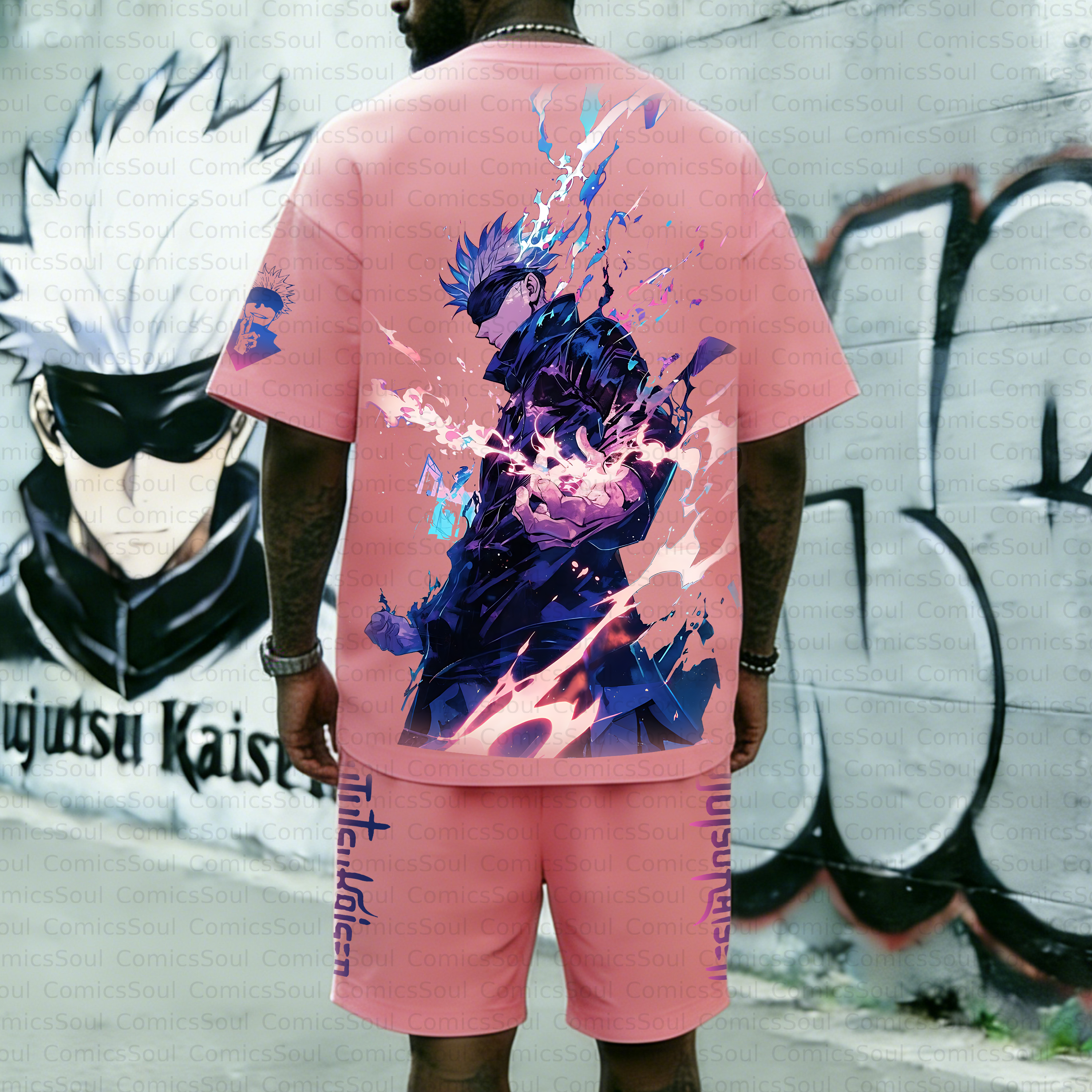 Unisex Anime Inspired Vintage T-shirt& Shorts 2 Pieces Set