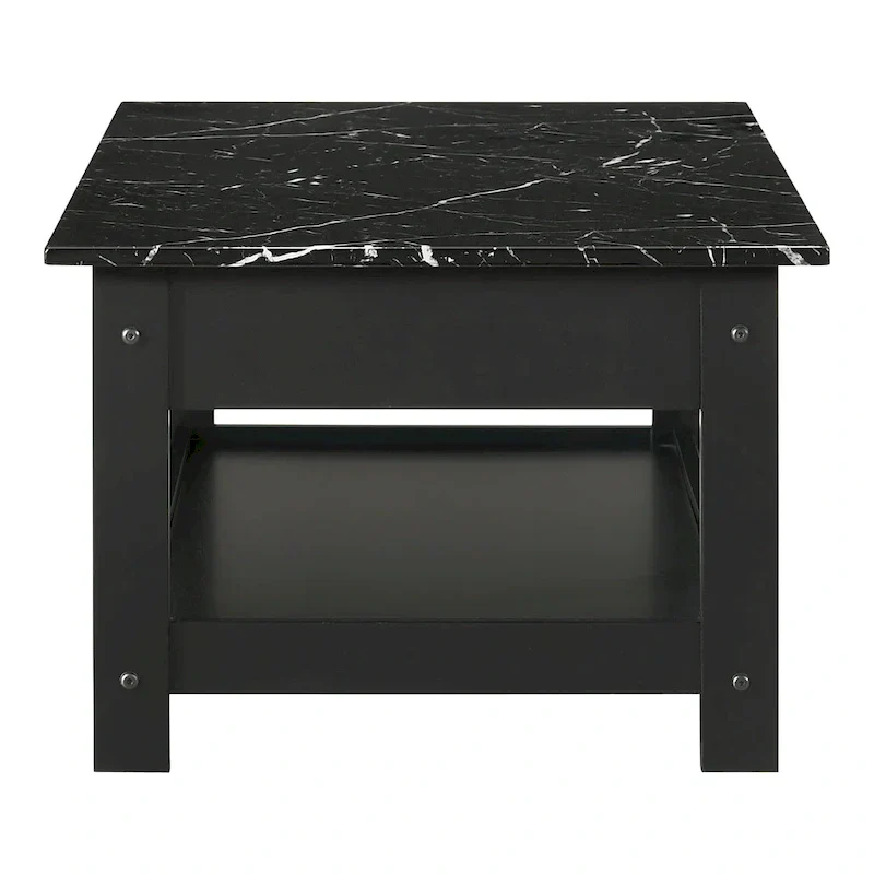 Denhour DH BASIC 4-Piece Open-Shelf Coffee Table Set with Drawer in Transitional Rubberwood