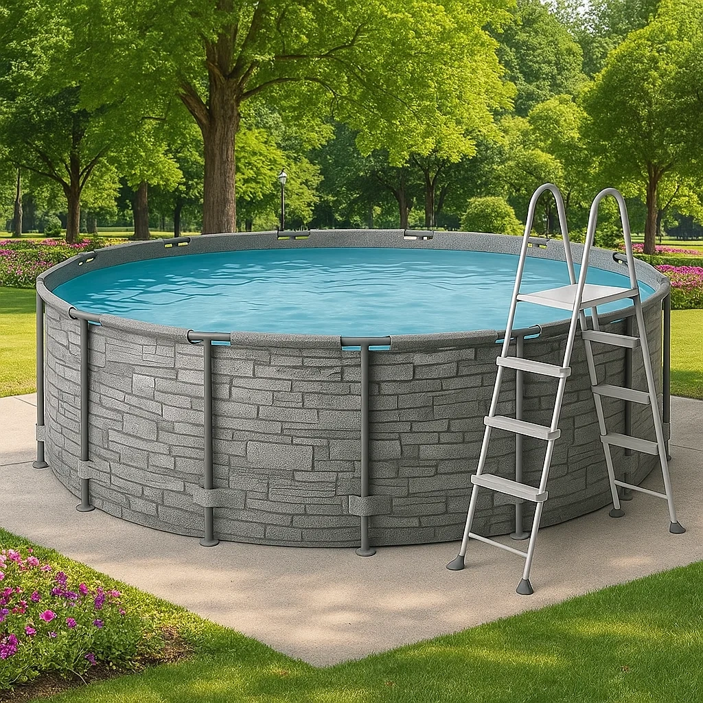 Piscina tubular redonda desmontable 448x105 cm Color Gris con filtro y escalera pkDqrWf290Cs