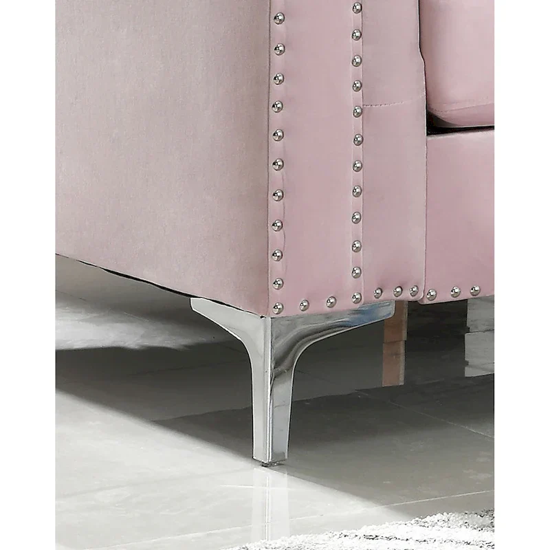 Velvet Button-Tufted Pompano Loveseat