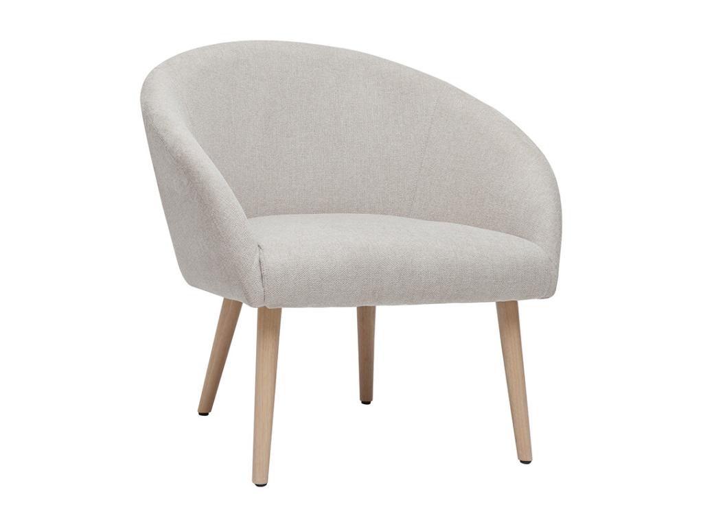 Sillón tejido efecto aterciopelado texturizado beige con patas de madera Confortzx