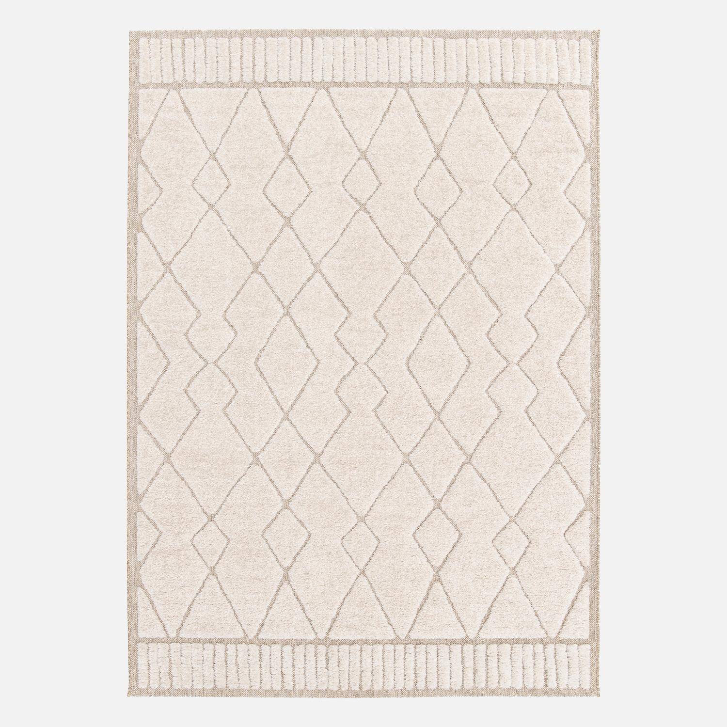 Judy - Alfombra interior con motivo étnico bereber, beige y crema