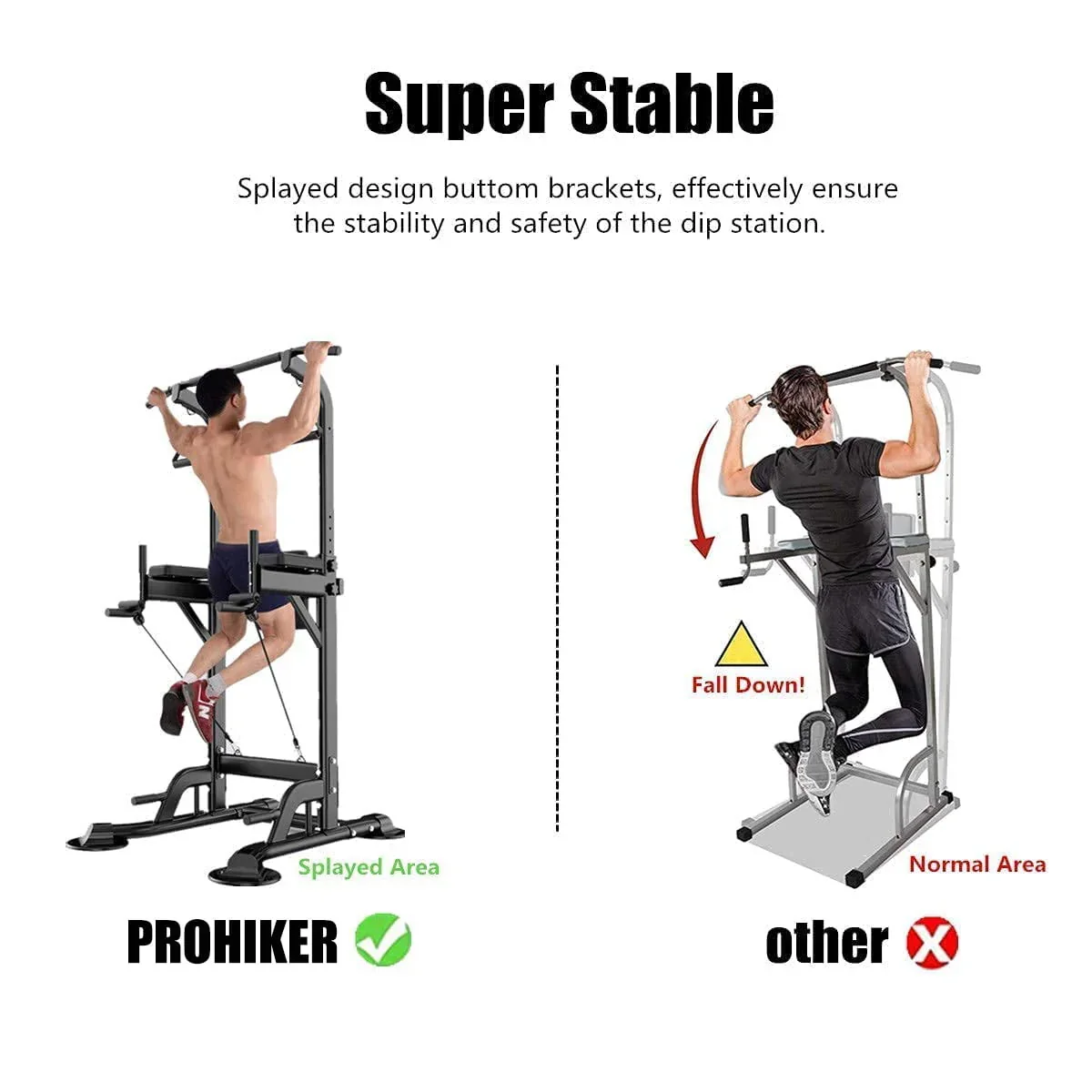 PROHIKER Power Tower Dip Station With Backrest And Resistance Band, Black - Image 5 PROHIKER Power Tower Dip Station With Backrest And Resistance Band, Black - Image 5