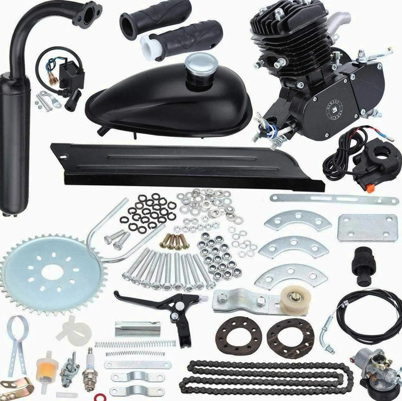 Sange 50cc 2-Stroke Petrol Motor Conversion Kit For 26 Inch And 28 Inch Bikes - Black, Air-Cooled Sange 50cc 2-Stroke Petrol Motor Conversion Kit For 26 Inch And 28 Inch Bikes - Black, Air-Cooled