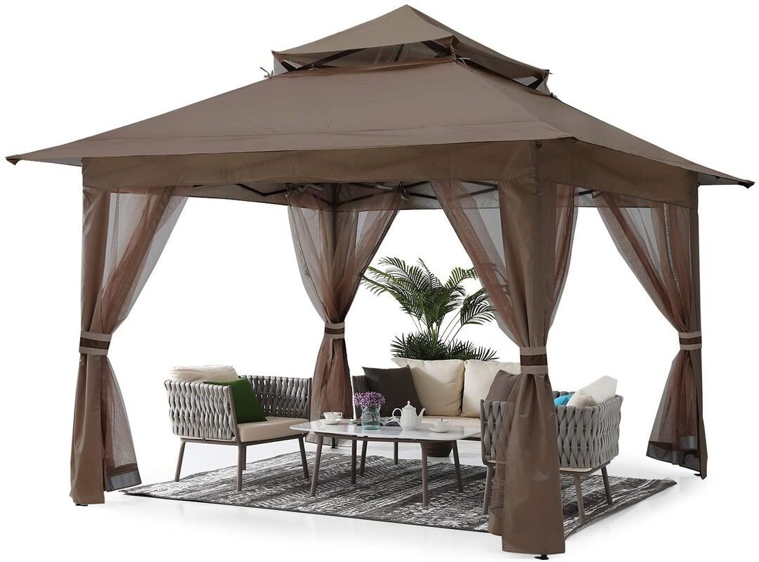 13x13 Gazebo Tent Outdoor Pop up Gazebo Canopy Shelter with Mosquito Netting