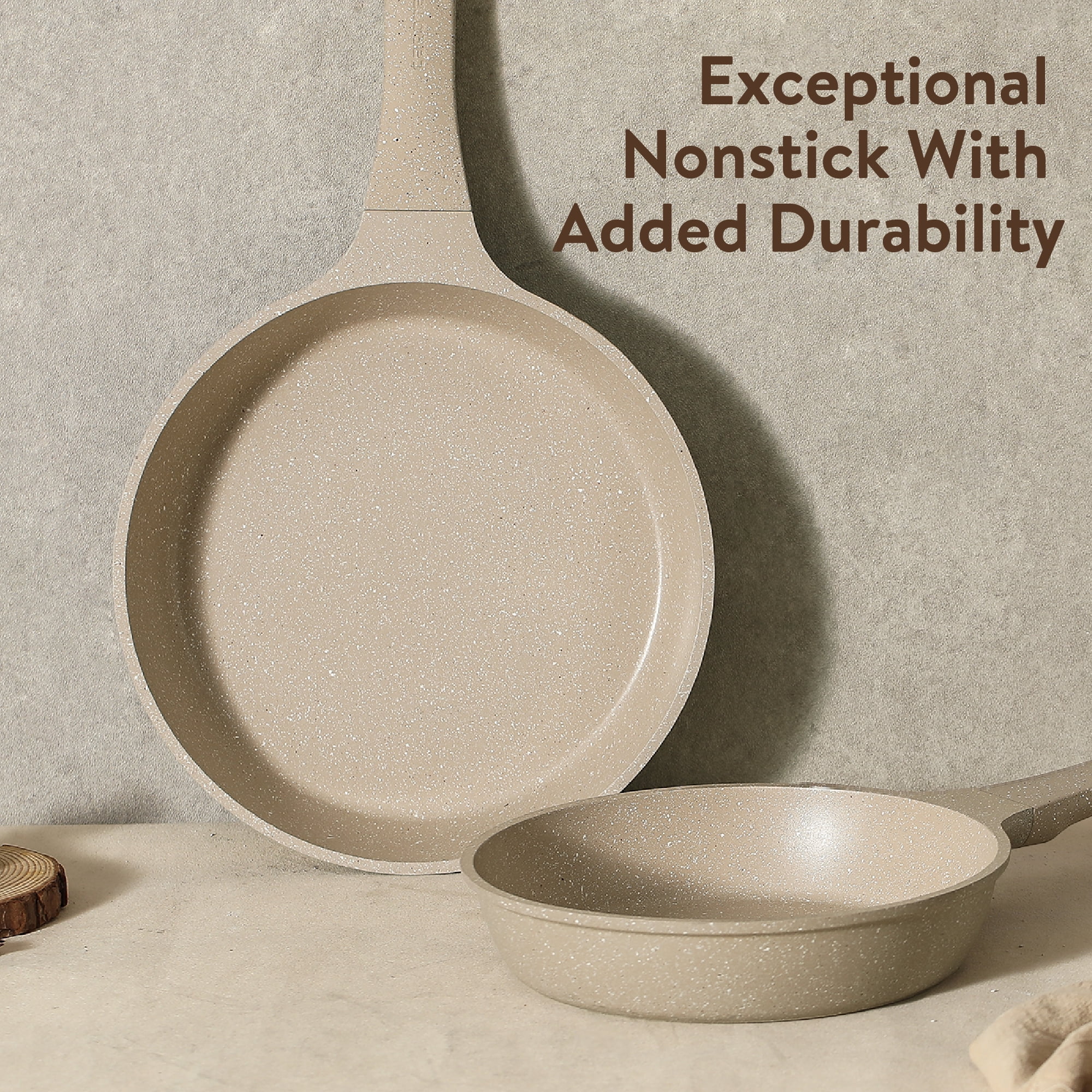 Carote 13 Pcs Nonstick Cookware Sets, Non Stick Pots and Pans Set, Induction Cookware, Taupe - Image 5