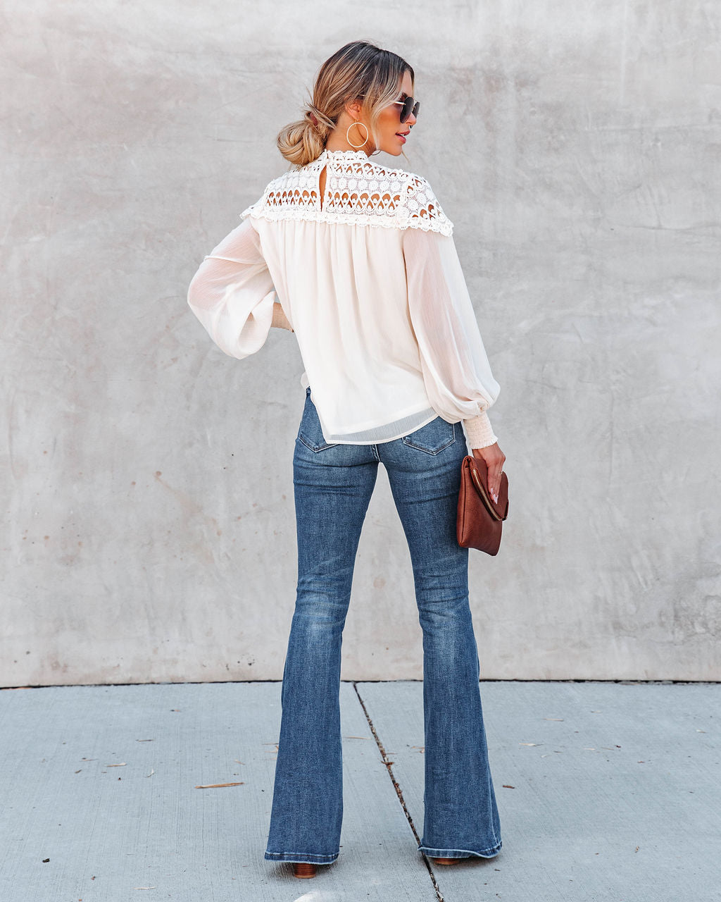 Wild As The Wind Crochet Lace Chiffon Top - Cream - SALE - Se7enfashion