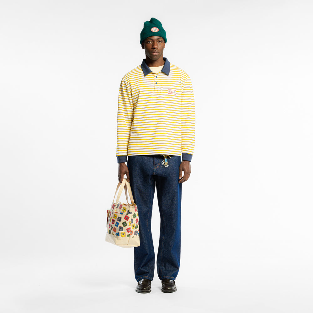 Au Vieux Campeur - Polo Roger à rayures - Bleu Jaune & Blanc