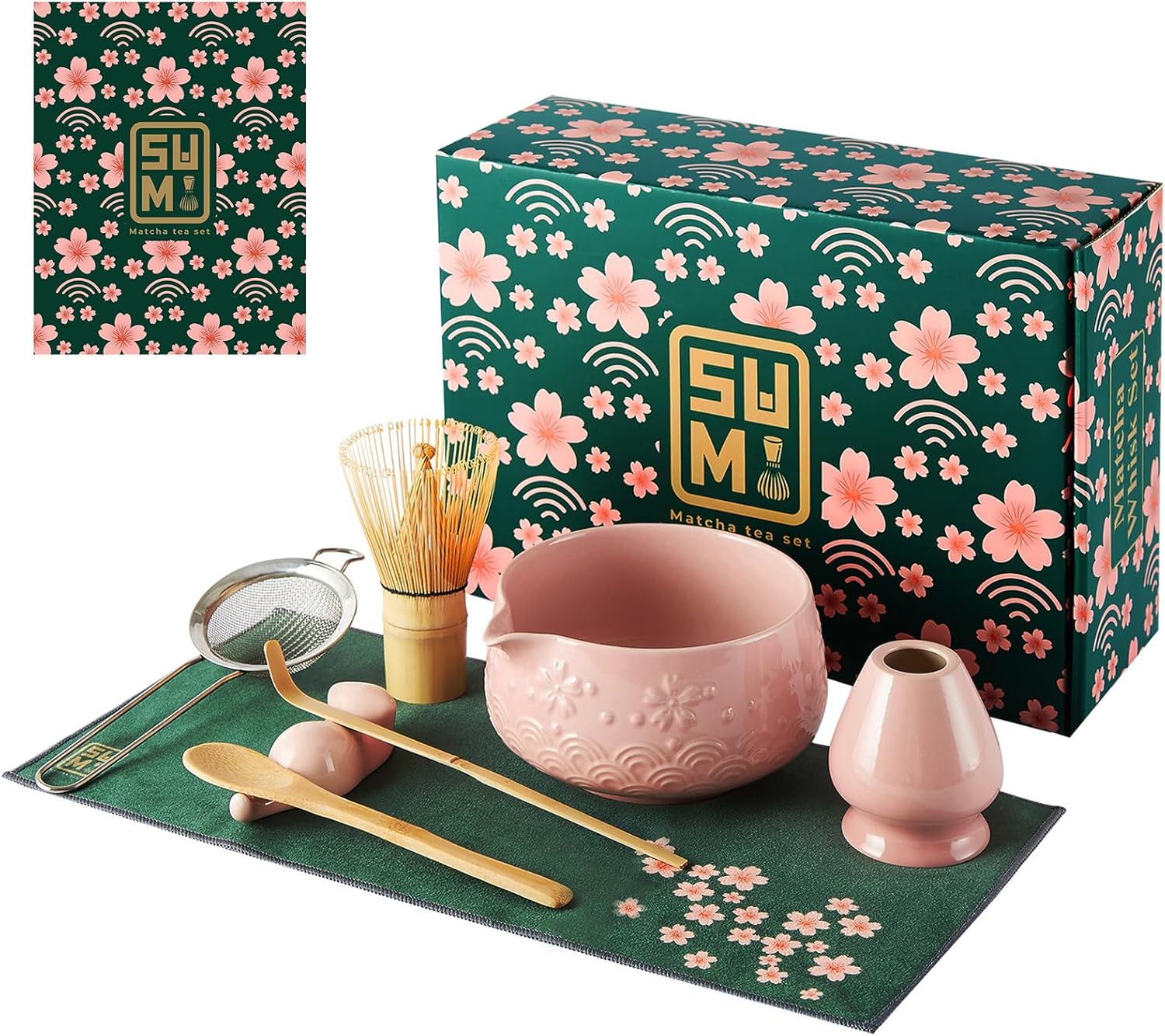 Matcha Whisk Set 9pcs – Matcha Tea Set with Ceramic Matcha Bowl, Bamboo Whisk (Chasen), Scoop, Sifter | Matcha Kit for Japanese Tea Ceremony & Beginners(Gradient)