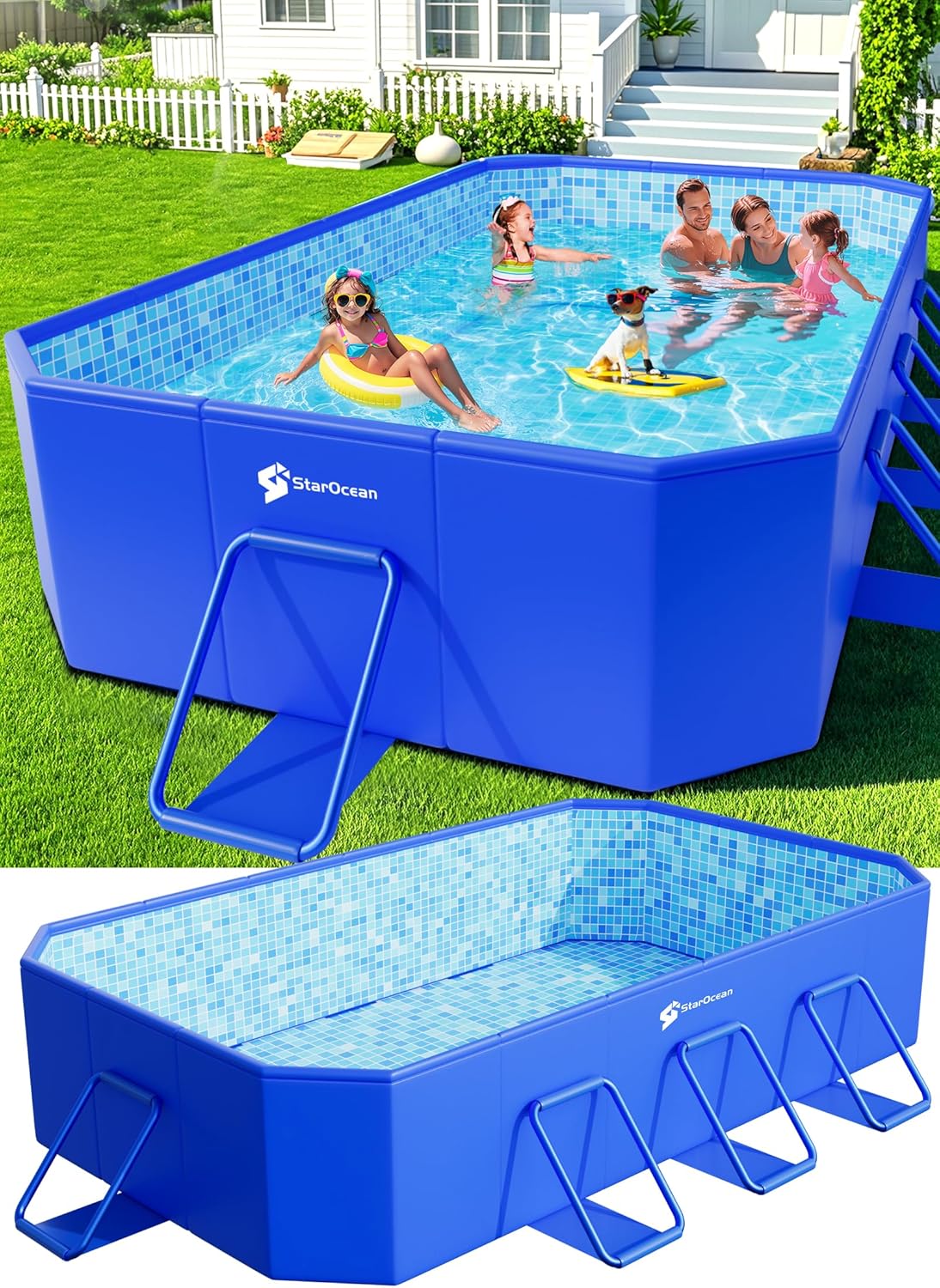 Foldable Pool, Large Non-Inflatable Swimming Pool For Kids,Adult Collapsible Pools Hard Plastic Shell, Oversized Thickened,Portable Folding Kids Pools for Backyard-Mosaic Design-115