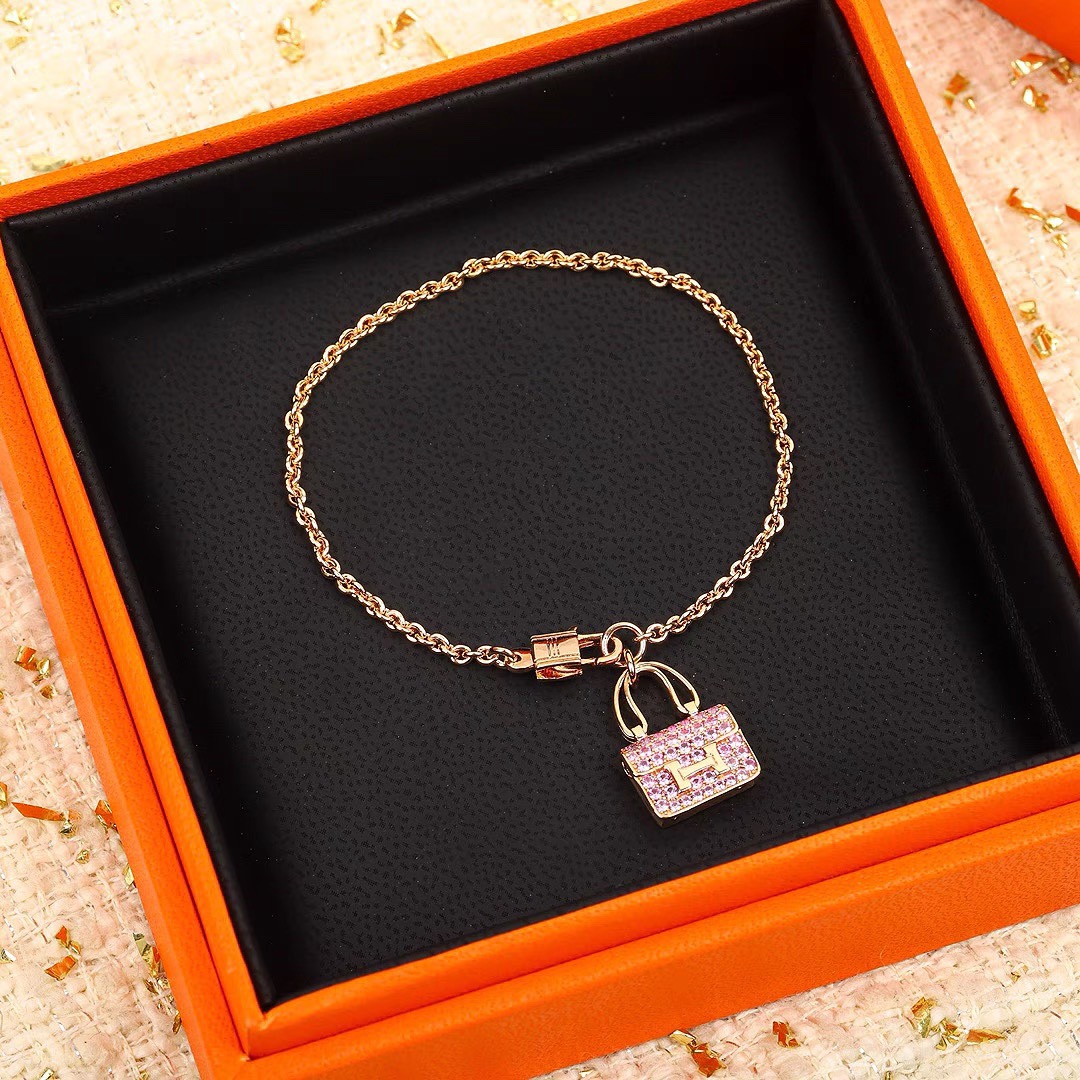 Hermes Pink Diamond H Bag Bracelet - Original Replica Club