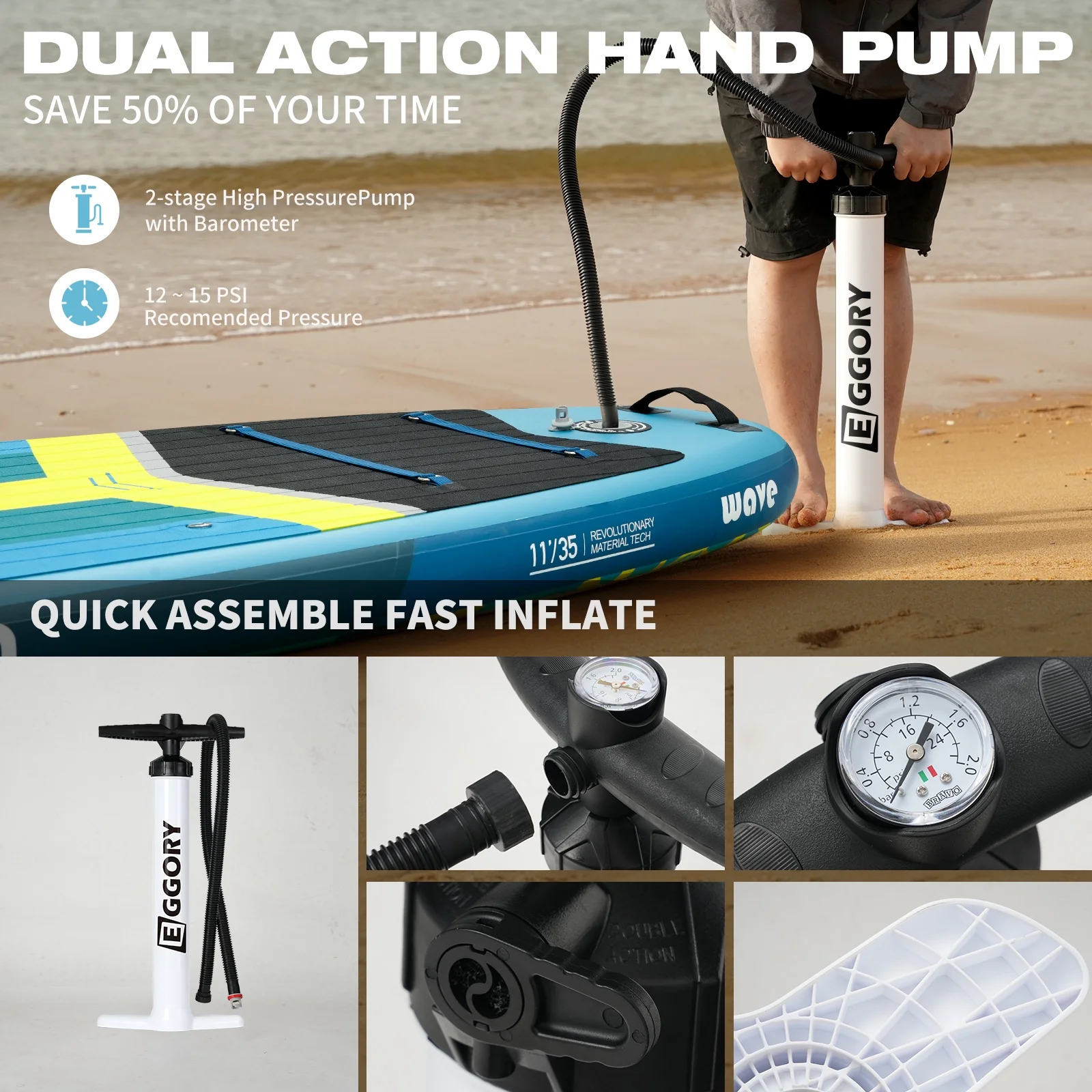 Genreen Inflatable Fishing Paddle Board 11" Stand up Paddle Board with Full SUP Premium Accessories - Image 7