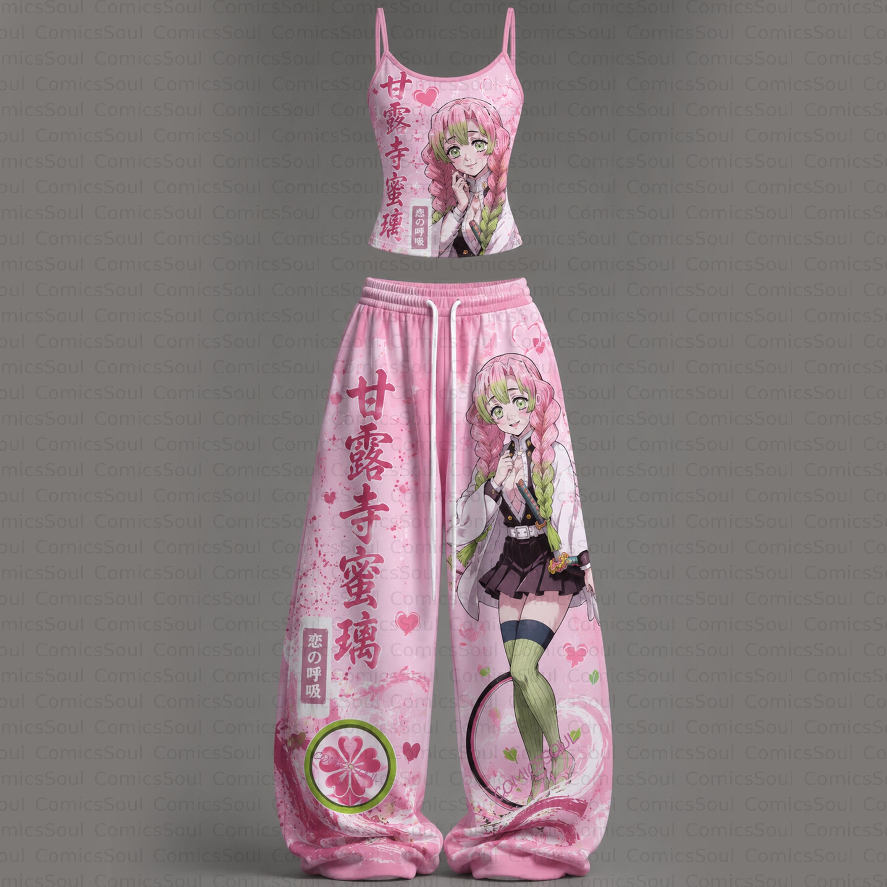 Demon Slayer Top & Elasticated Trousers Two-Piece Set