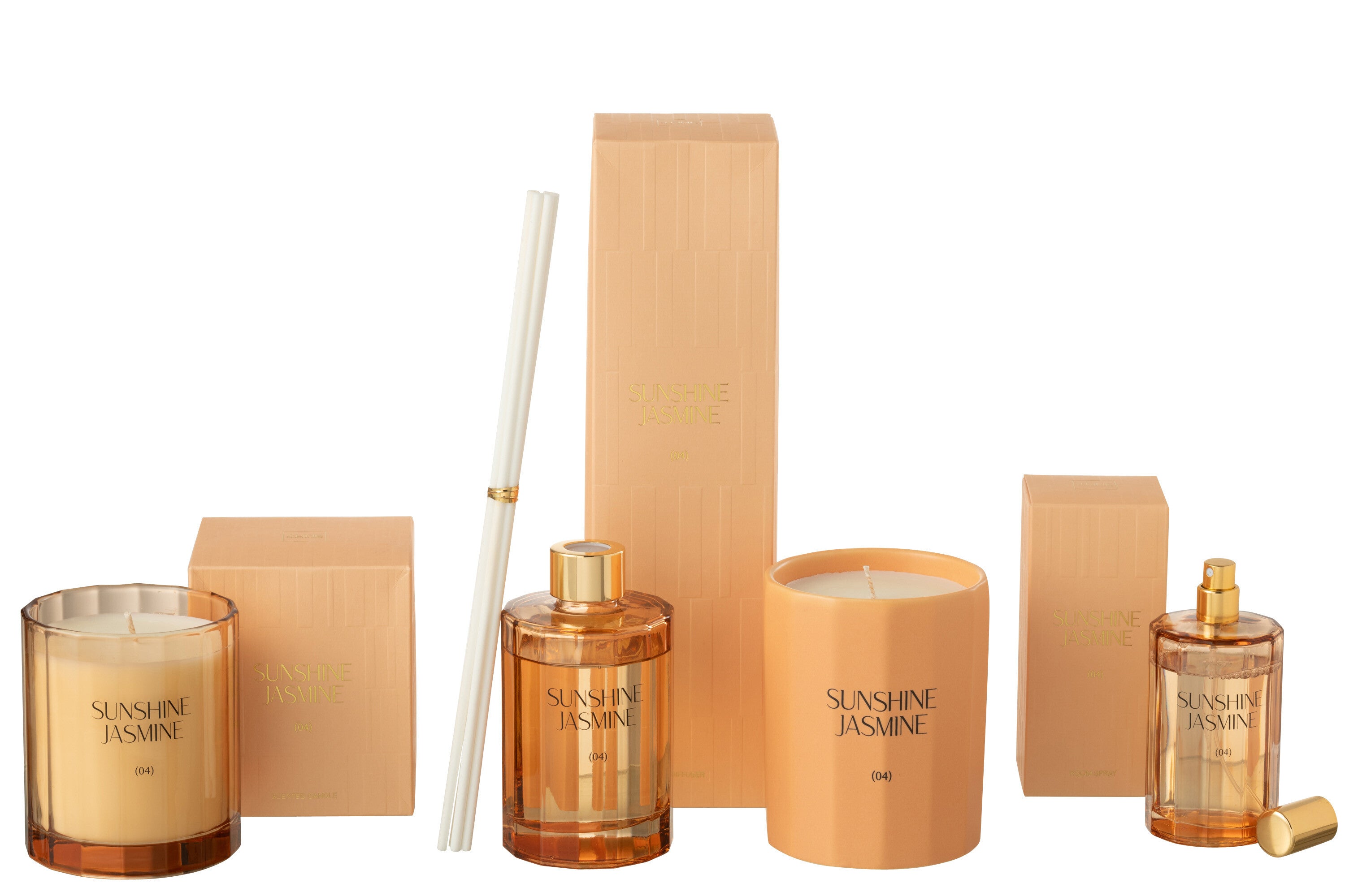 J-Line geurstokjes Sunshine Jasmine - glas - oranje