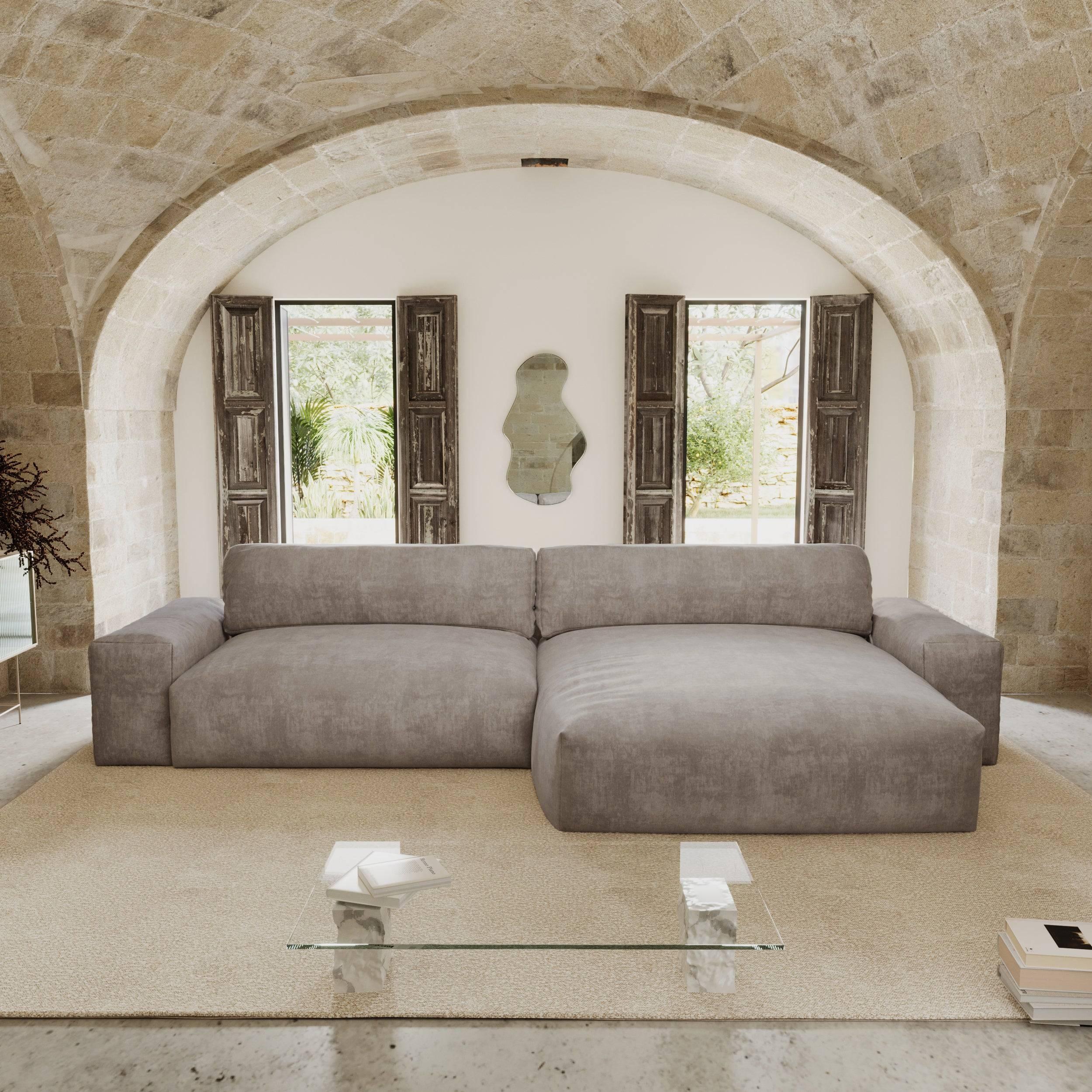 Rechte hoekbanken BLISS 4 personen Fluweel Crème