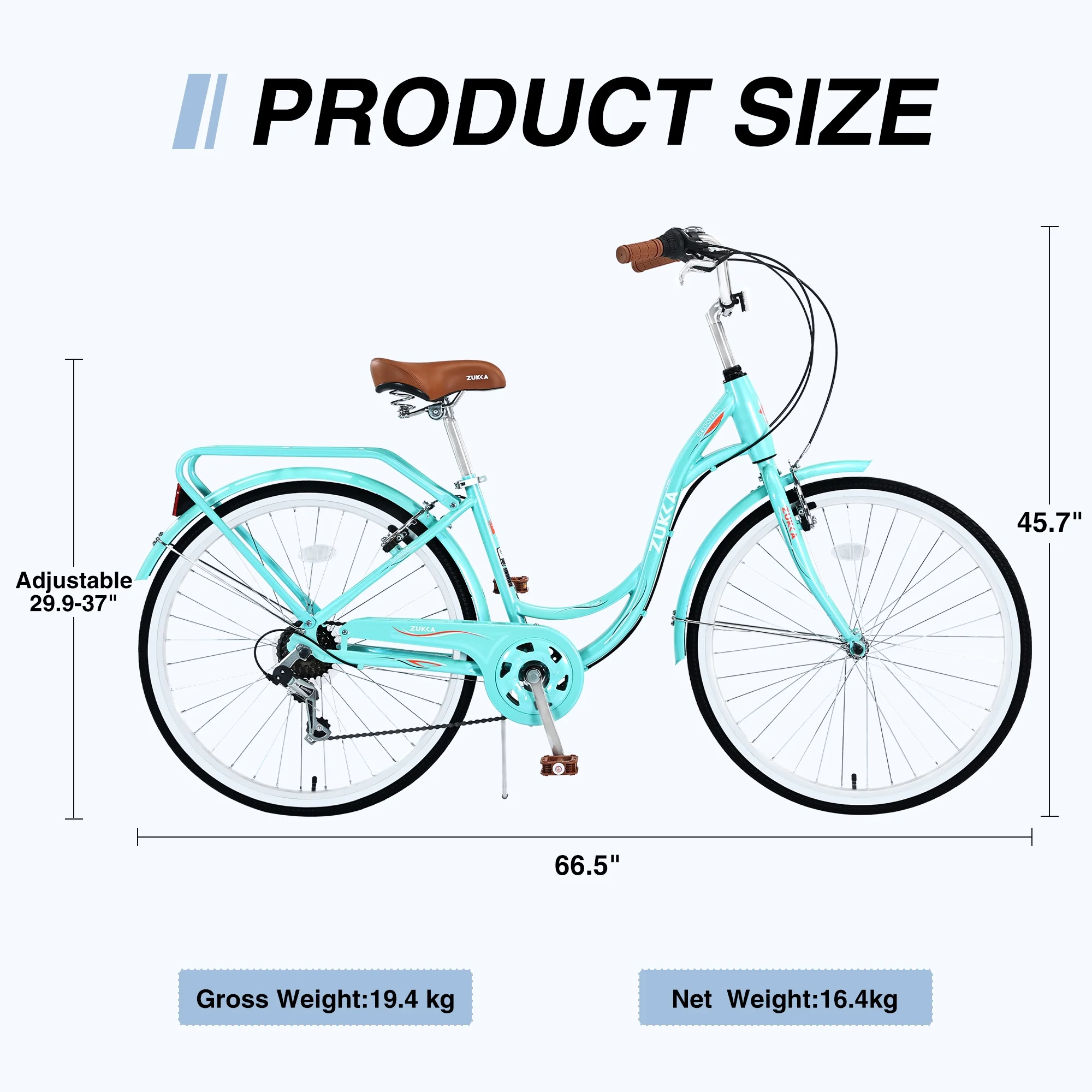 26 Inch Women's Bike, Adult Cruiser Bicycle Shimano 7 Speed Steel Frame City Commuter Bike for Ladies, Green - Image 5