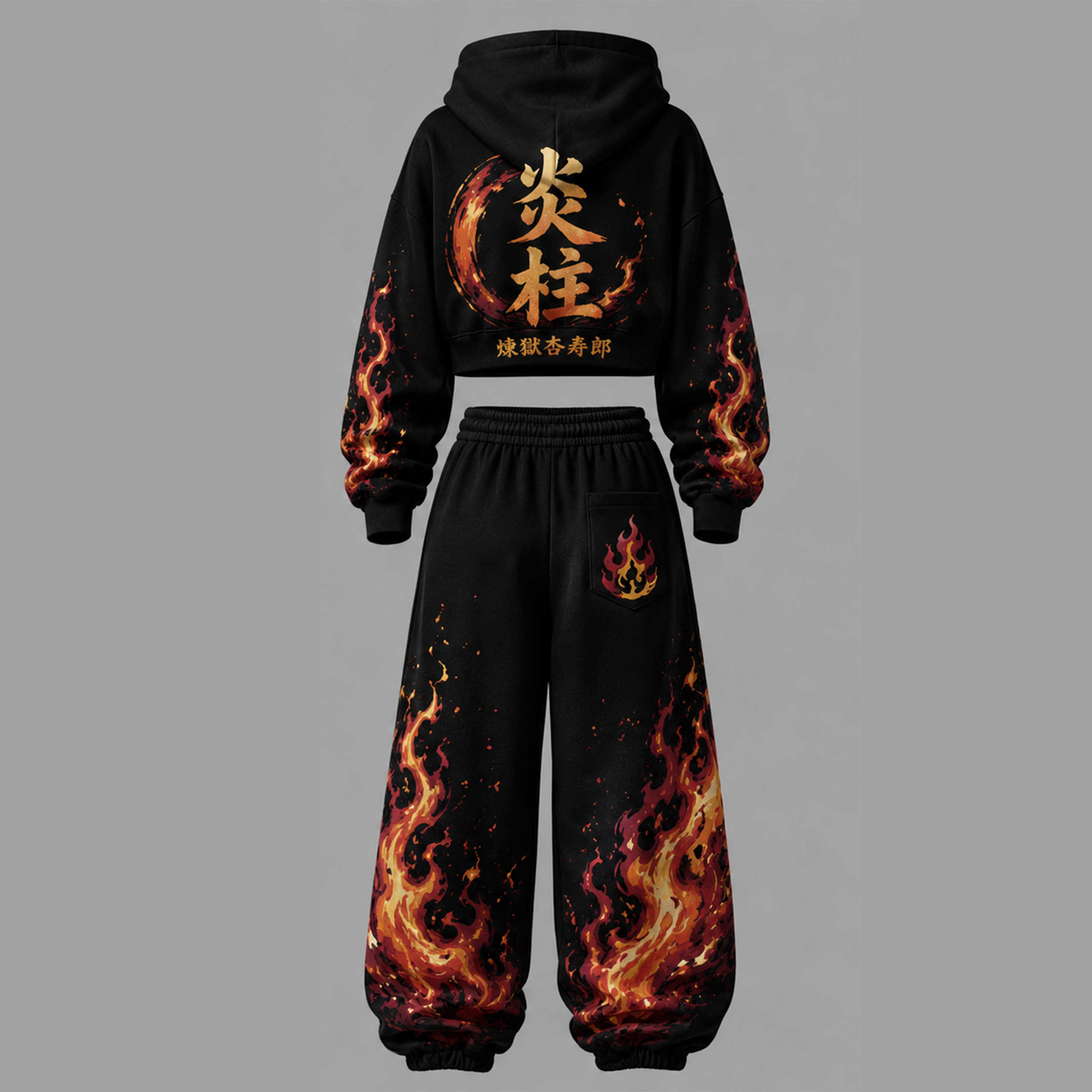 Demon Slayer Cropped Long Sleeve Hoodie & High Waist Jogger Pants Two Piece TeeThreads Sustain the Scene with Custom Apparel