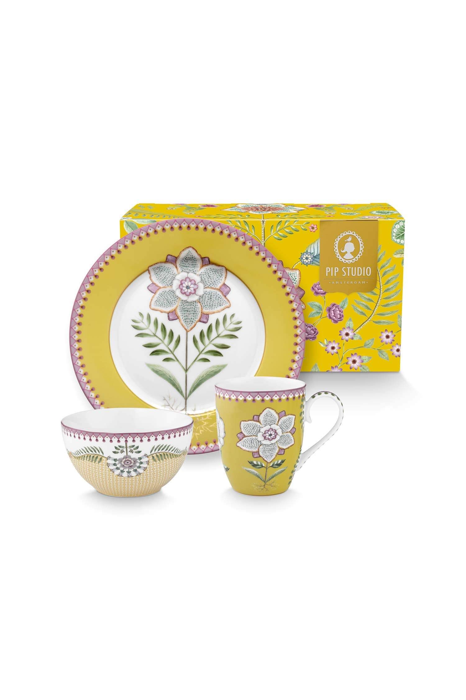 Set/3 Breakfast Set Lily&Lotus Yellow