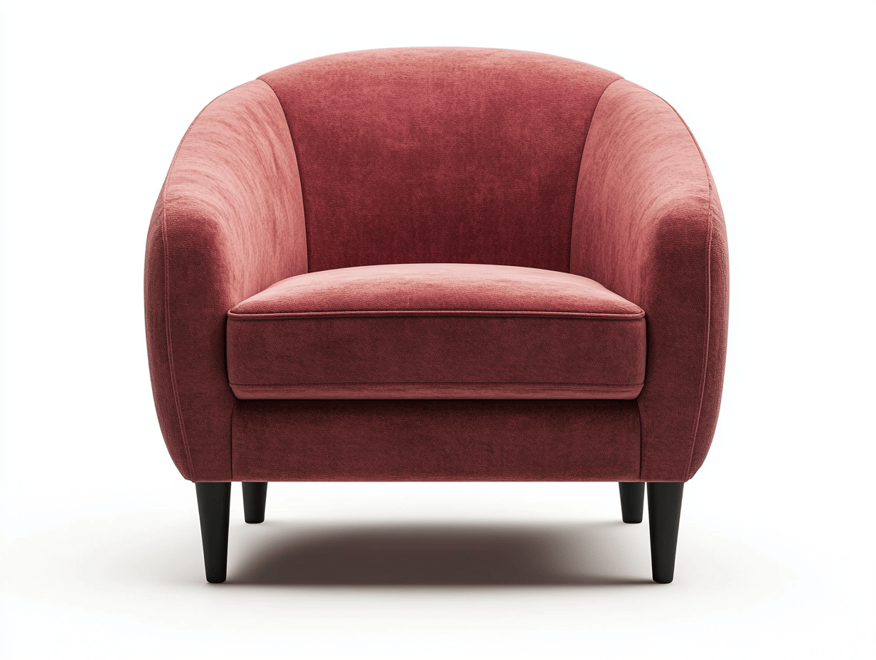 Sillón individual moderno y cómodo con tapizado rojo y patas negras