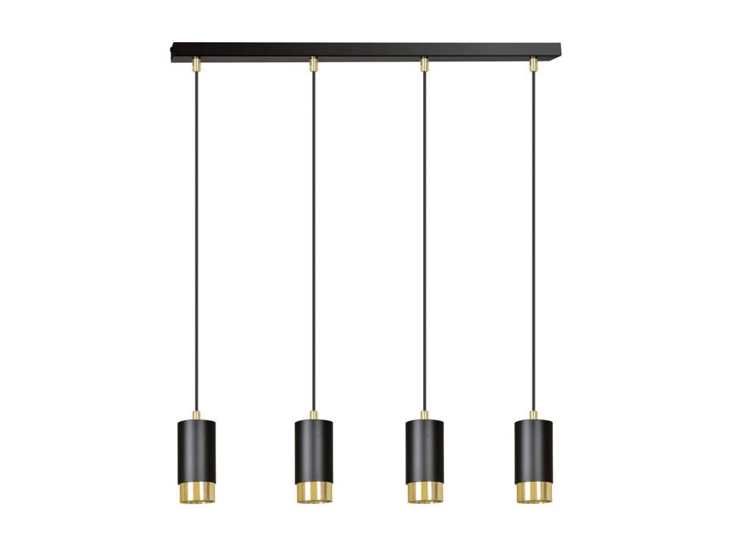 Lámpara de Suspensión Fumiko, Negro, Oro, 60x100x6 cm, Laocacasas