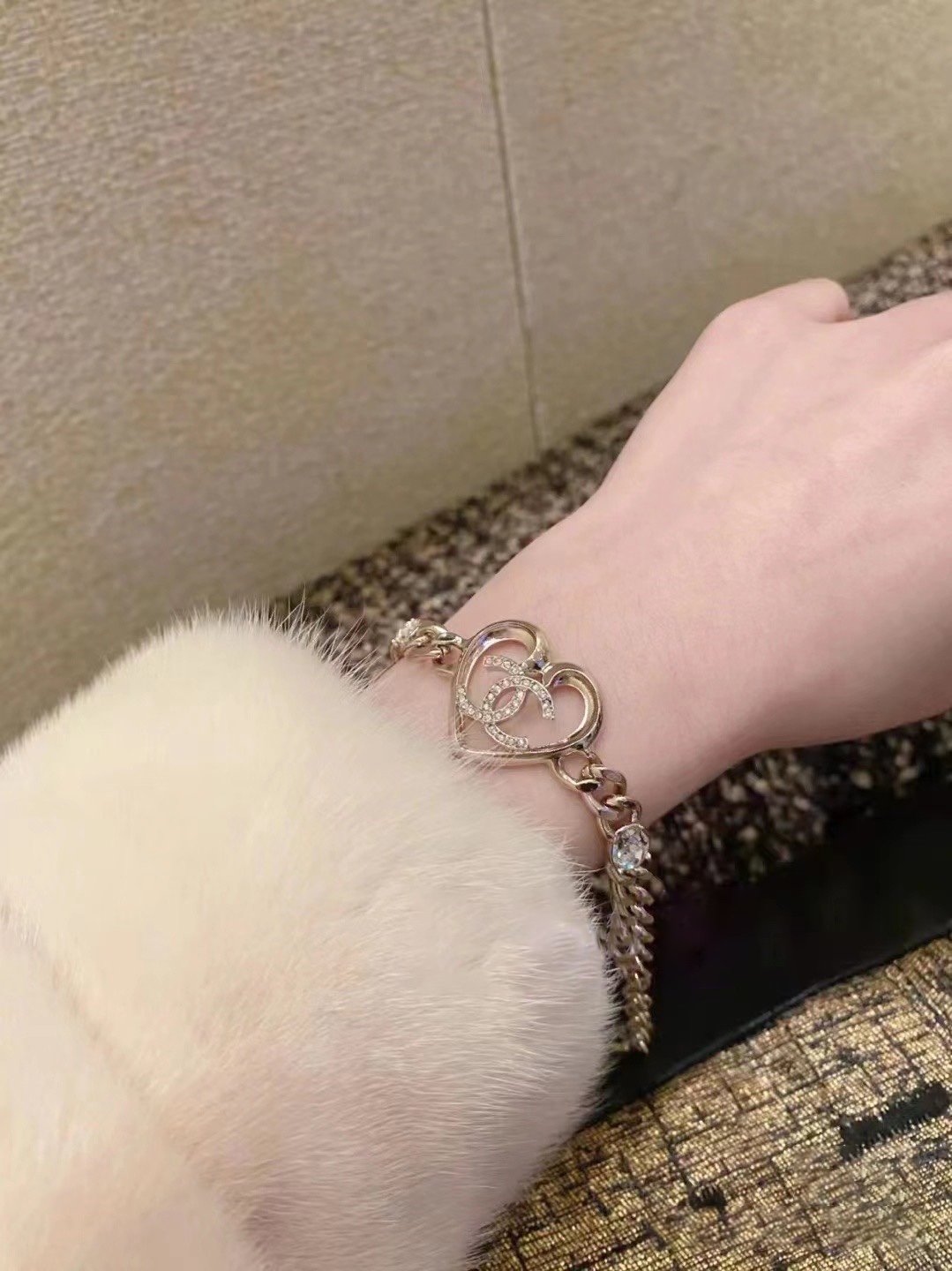 Chanel Hollow Heart Chunky Cuban Chain Bracelet - Original Replica Club