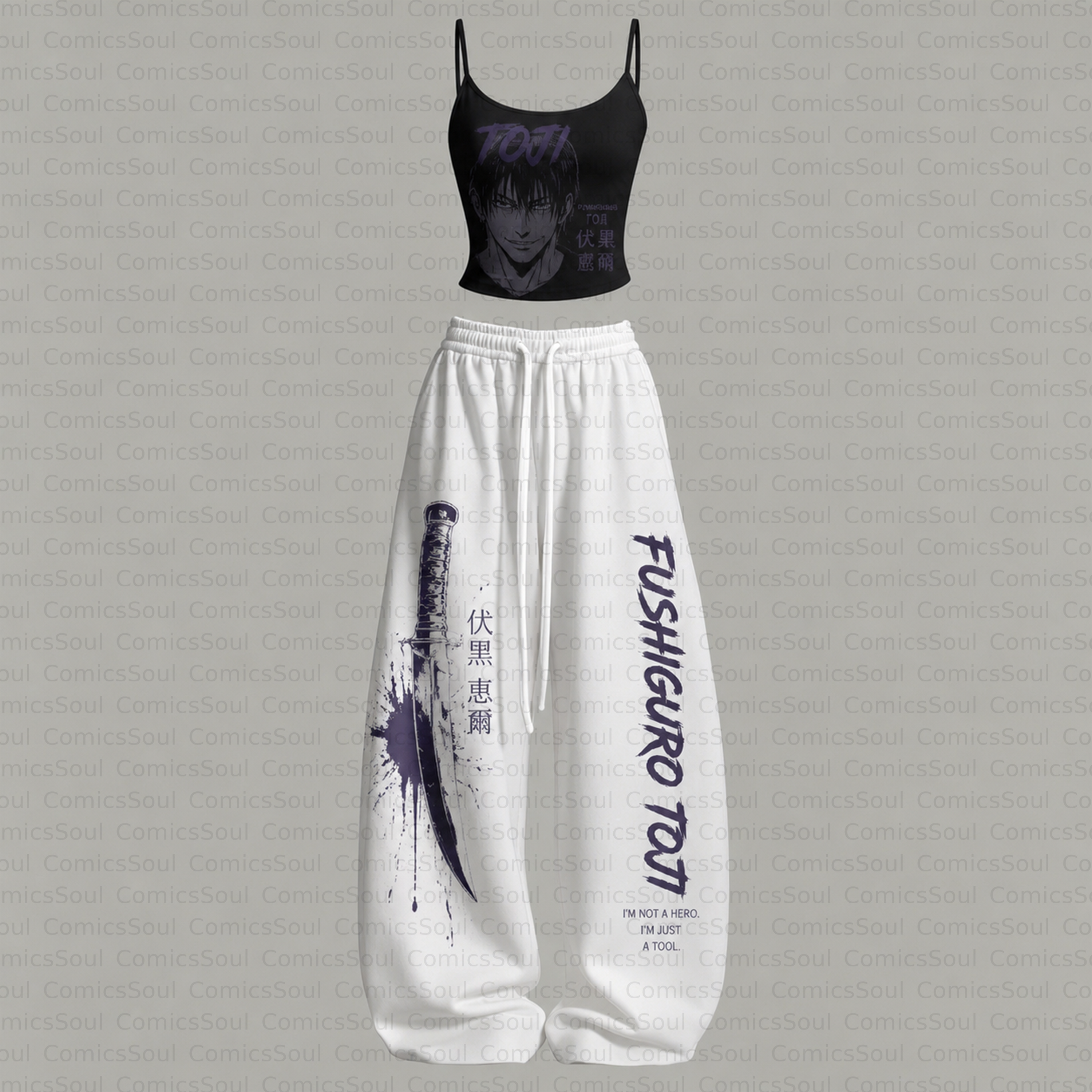 Jujutsu Kaisen Top & Elasticated Trousers Two-Piece Set TeeThreads Sustain the Scene with Custom Apparel