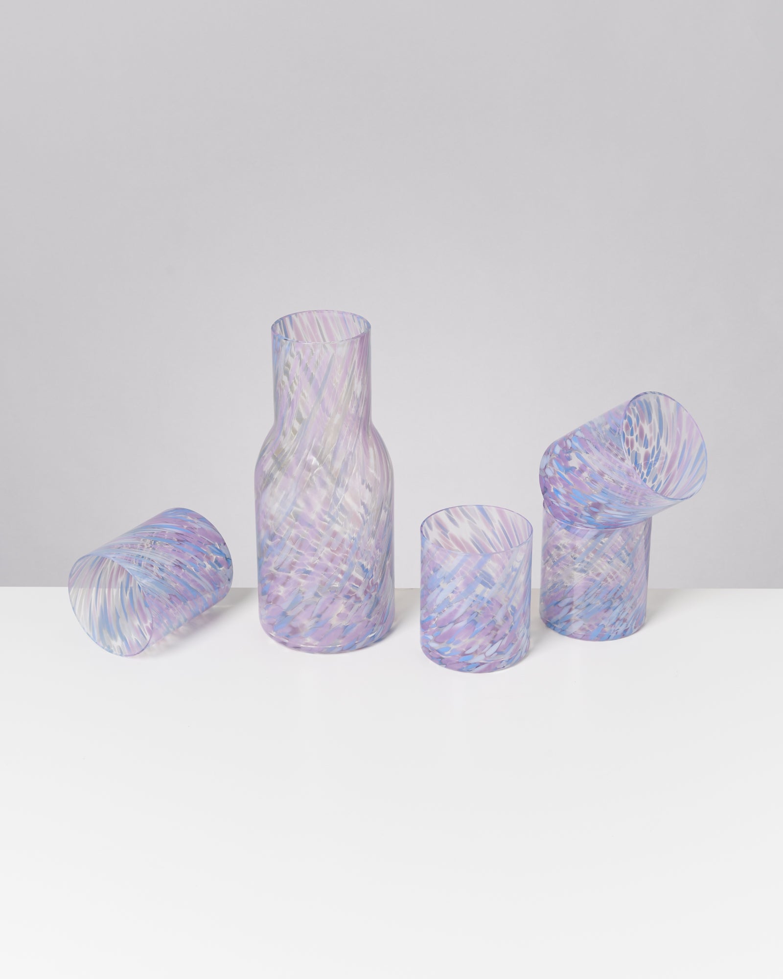 Joia Glas groß drops blau lila 5er-Set