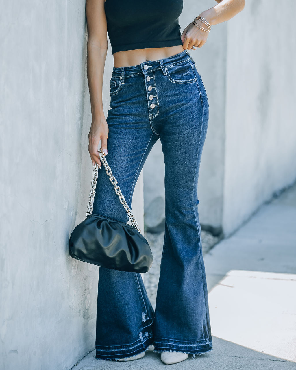 Marsha High Rise Frayed Bell Bottom Denim - FINAL SALE - Se7enfashion