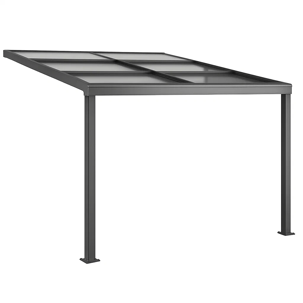 Pérgola Adosada de Aluminio con Techo de Paneles Deslizables, 12 m², Color Antracita - AgpNHuh232Ap