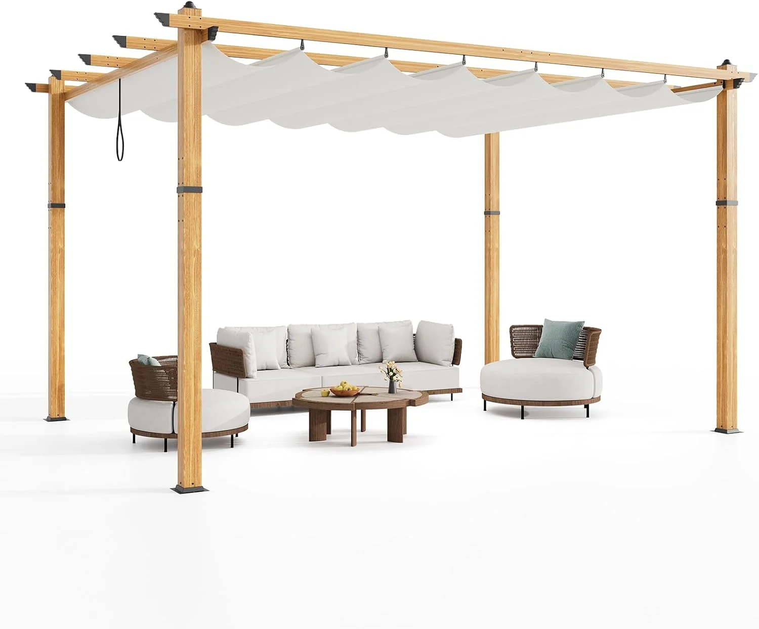 EastVita 10x10 Ft Aluminum Pergola,Outdoor Pergola with Adjustable Canopy,Reinforced Frame Metal Pergola for Backyard,Garden and Deck - Khaki - Image 27