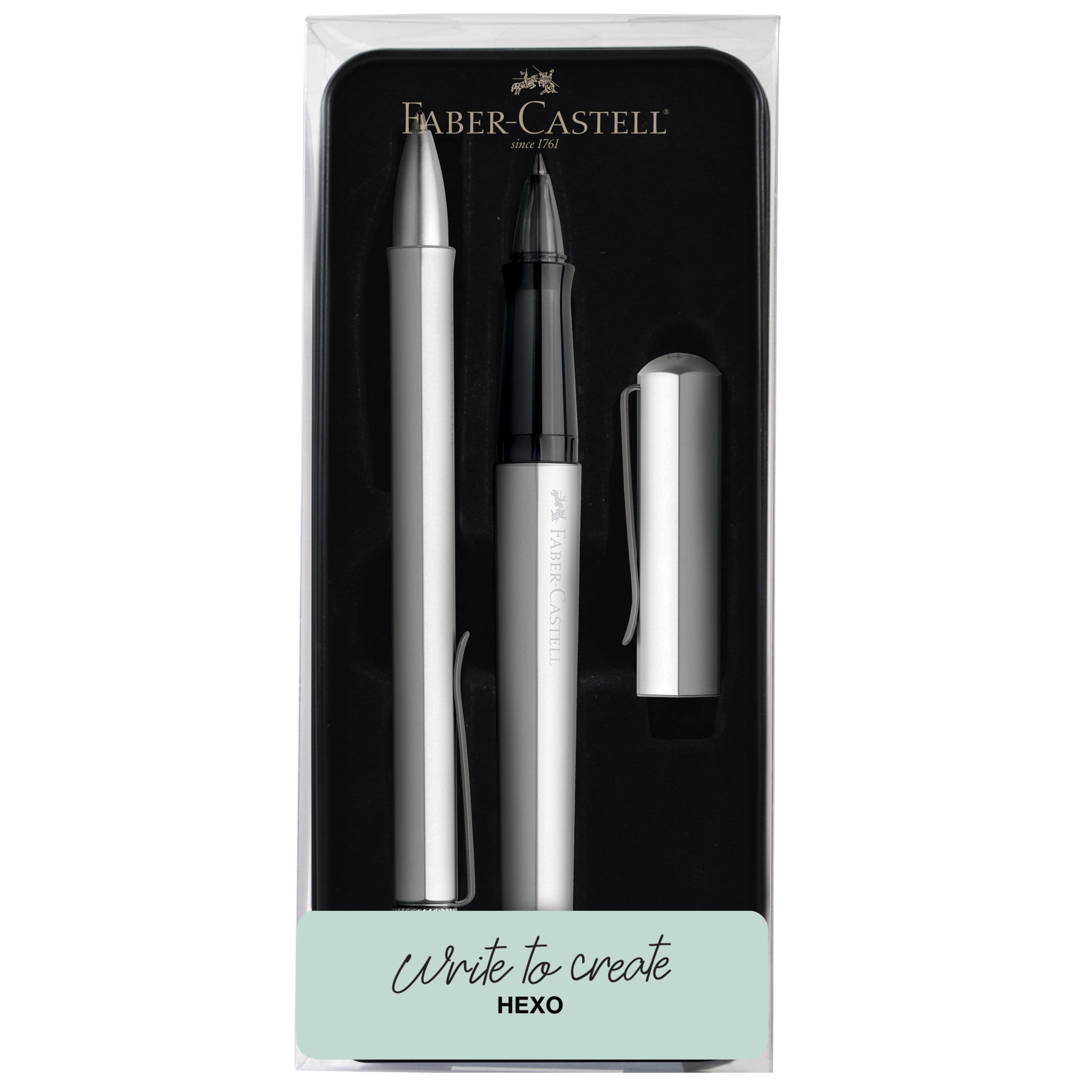 HEXO Rollerball & Ballpoint Gift Tin, Silver