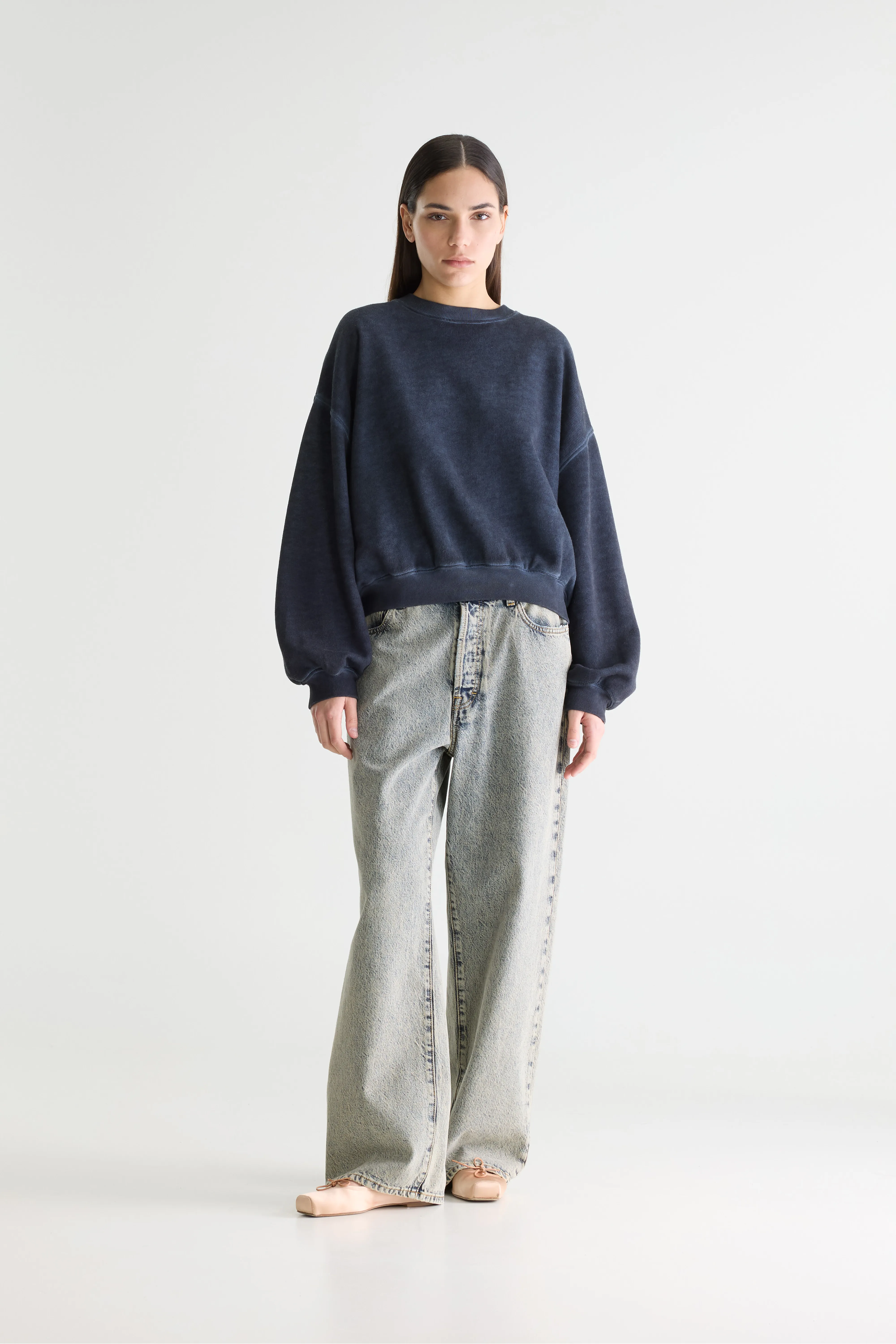 Bellerose Fancy cropped crewneck sweatshirt (261 / W / NAVY)