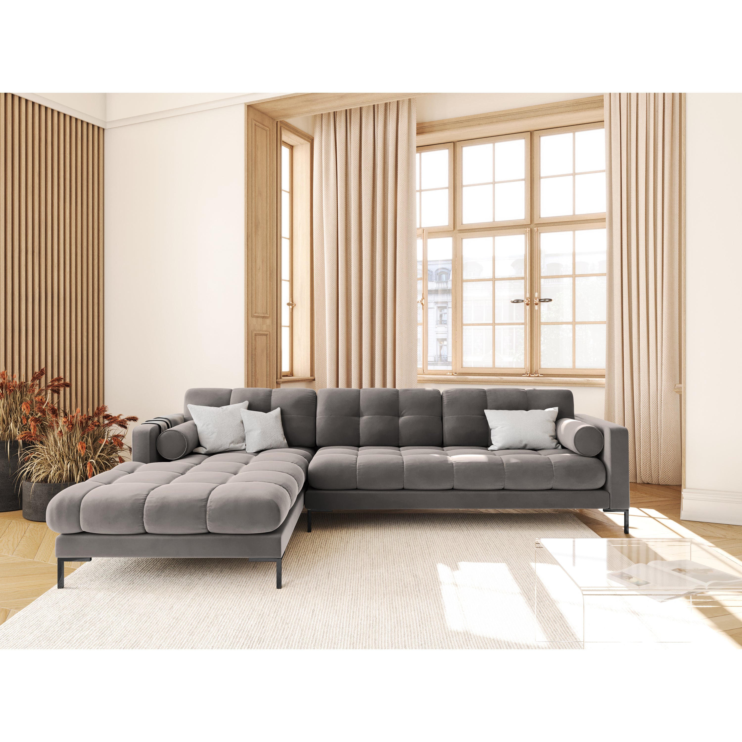 Cosmopolitan Design Bali Hoekbank met Chaise Longue Links - Lichtgrijs