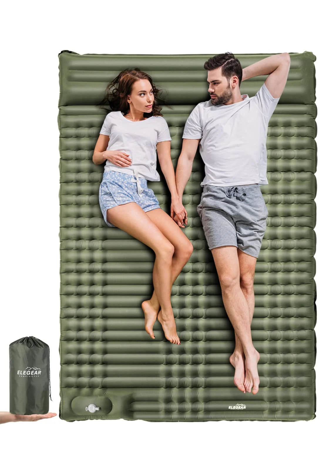 Elegear Double Sleeping Pad for Camping. 4 Ultra-Thick Self Inflating Camping Pad