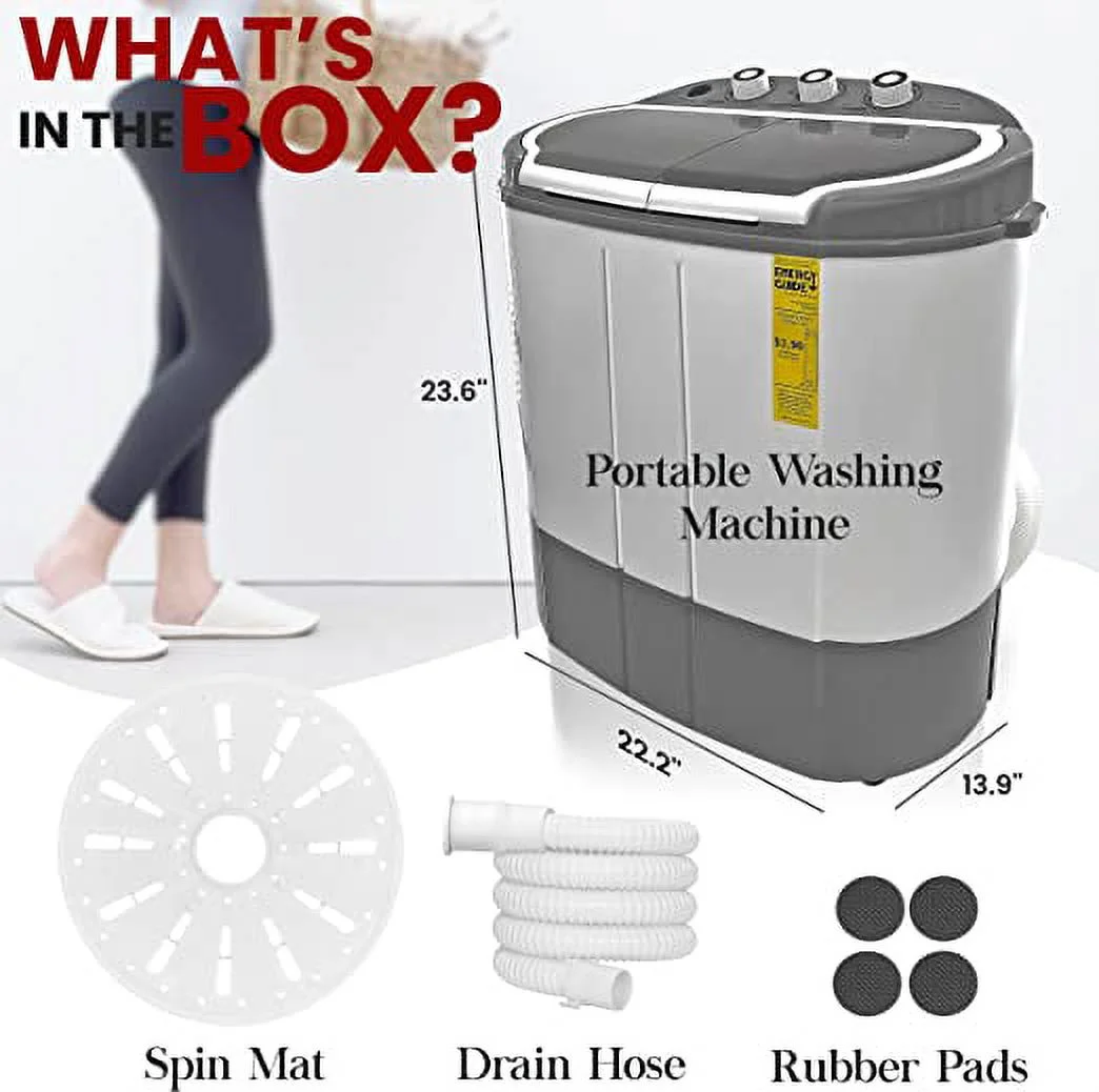 Pyle Pure Clean 110 Volt 2 in 1 Compact and Portable Washer and Dryer, Gray - Image 7
