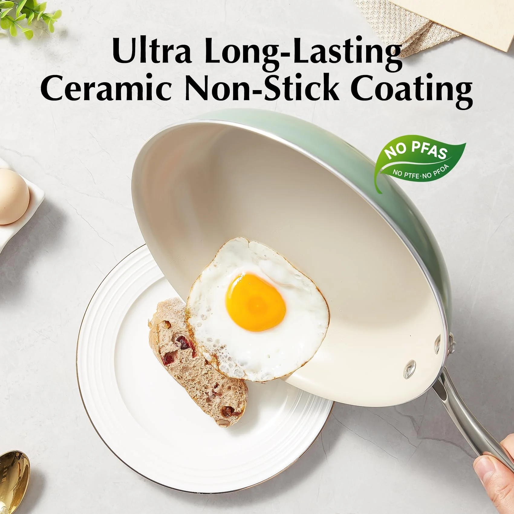 Redchef Non Stick Ceramic Frying Pan Set Ceramic Pans for Cooking Stainless Steel Handle - Image 6