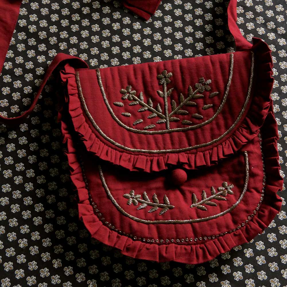 Suranné - Sac avec pince - Rouge Vin