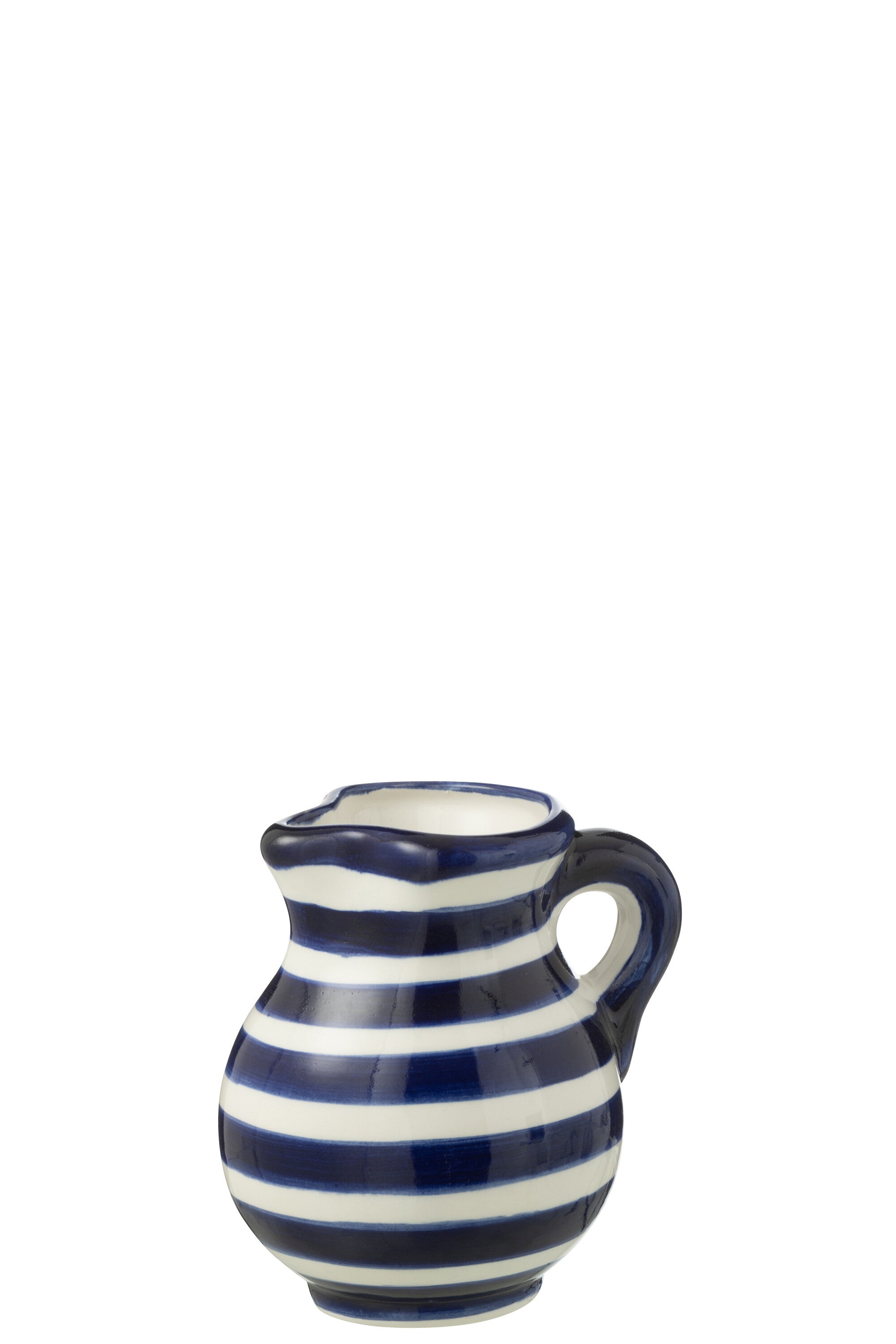 J-Line kruik Granada Stripes - keramiek - wit blauw - small