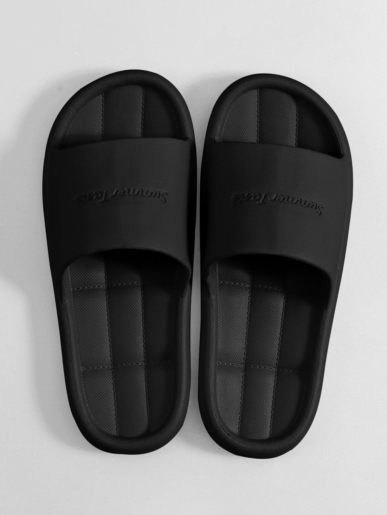 Cool Black Slippers For Women, Letter Embossed Slides