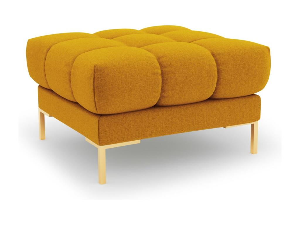 Laocacasas - Puf "Bali" de tejido estructural amarillo - 60x60x41cm